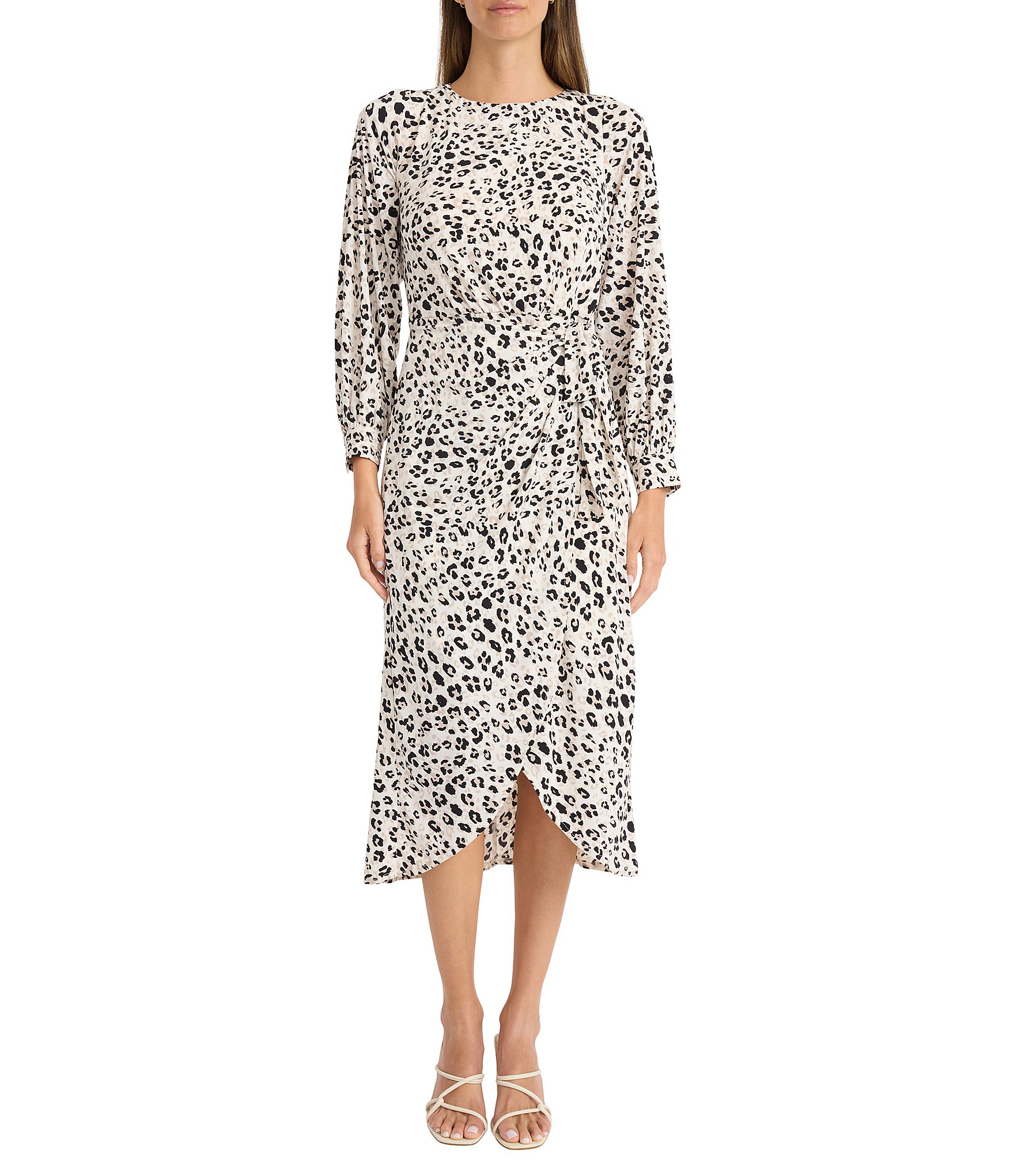 Maggy london tie neck midi dress hotsell