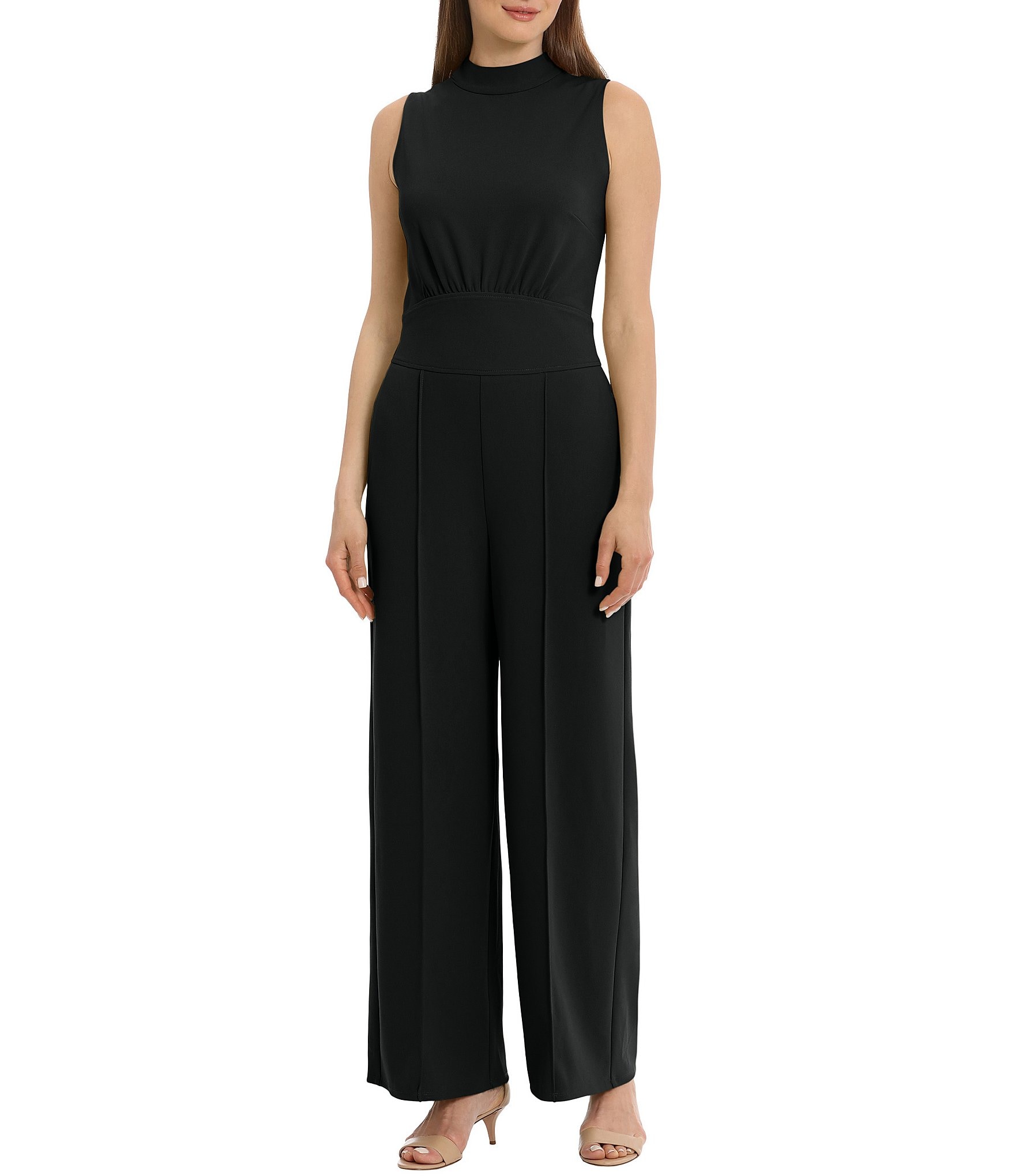 Maggy London Stretch Mock Neck Sleeveless Wide Leg Jumpsuit | Dillard's