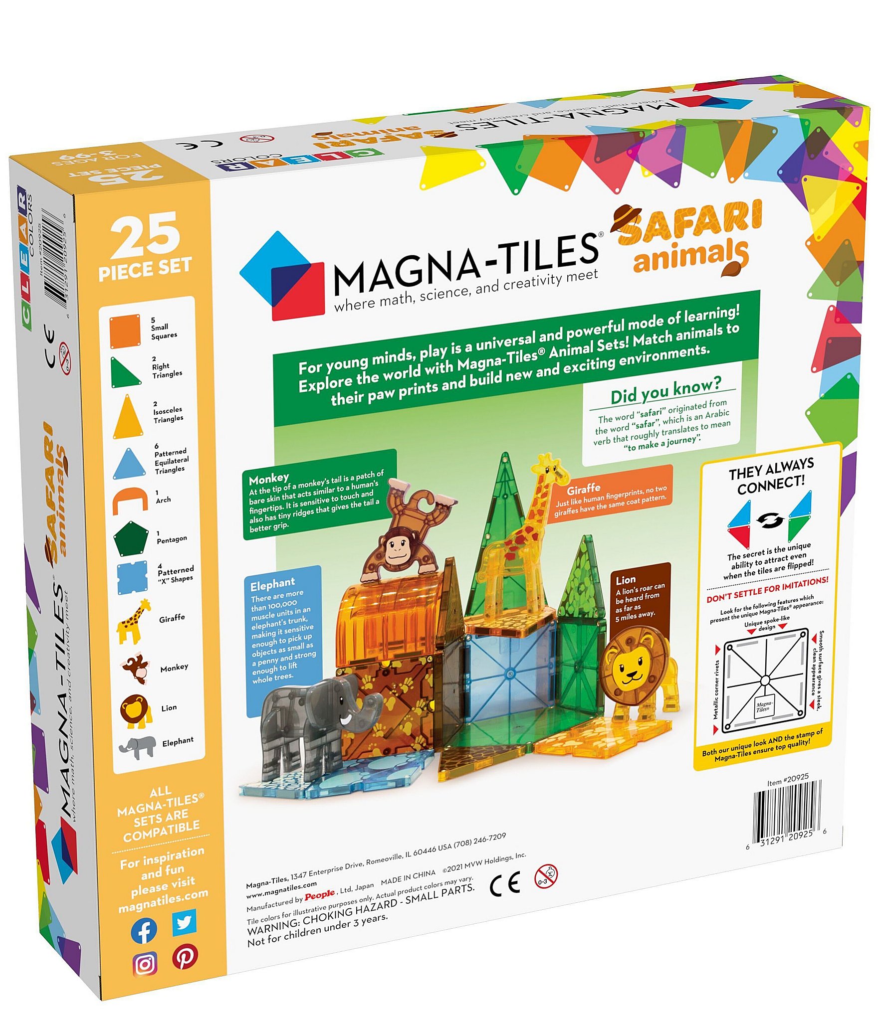 Magna-Tiles® Safari Animals 25-Piece Set