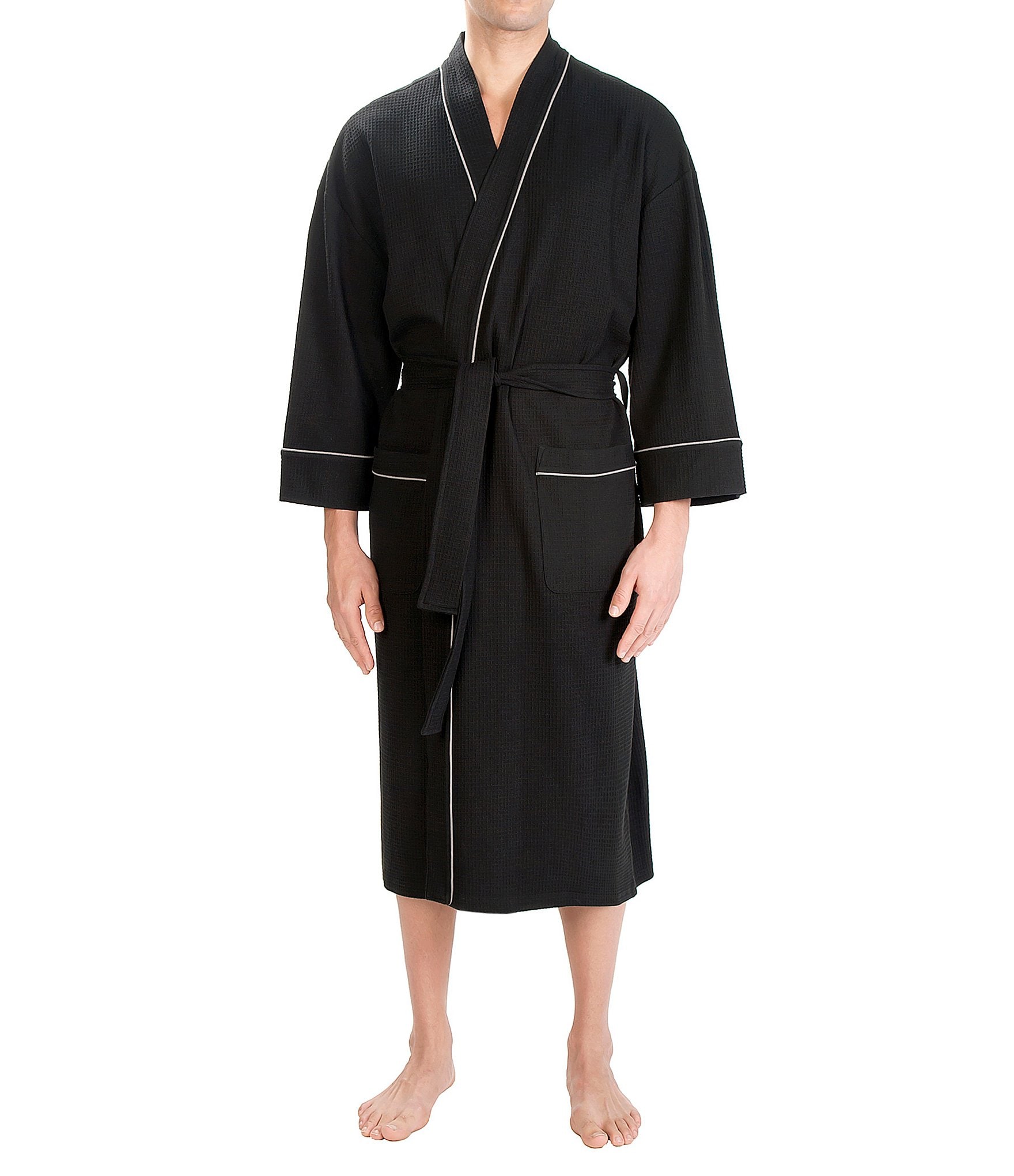 Majestic Long Sleeve Kimono Style Waffle Knit Robe