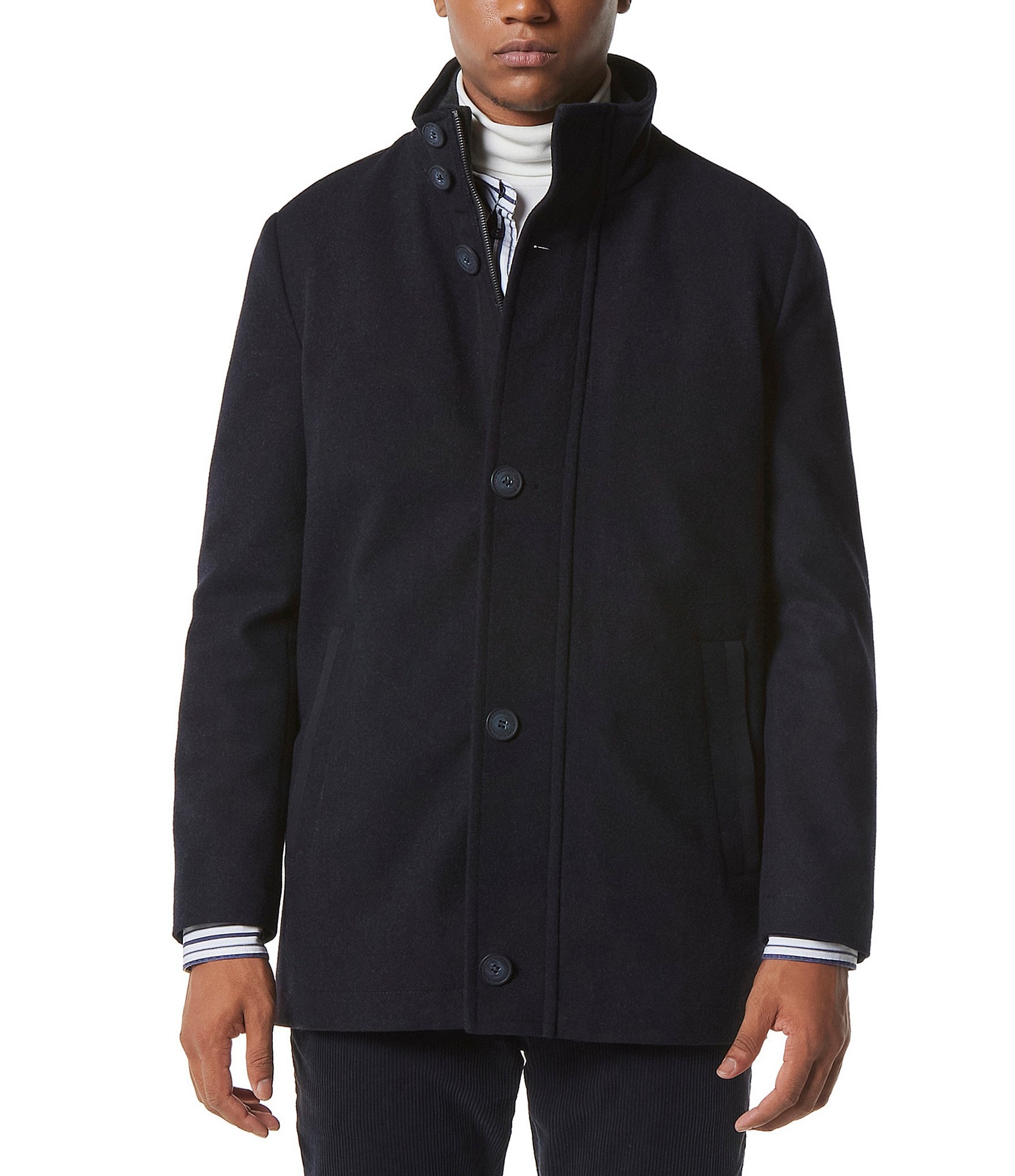 Marc New York Men's Signature Dorsey Zip-Front Wool Blend Car Coat ...