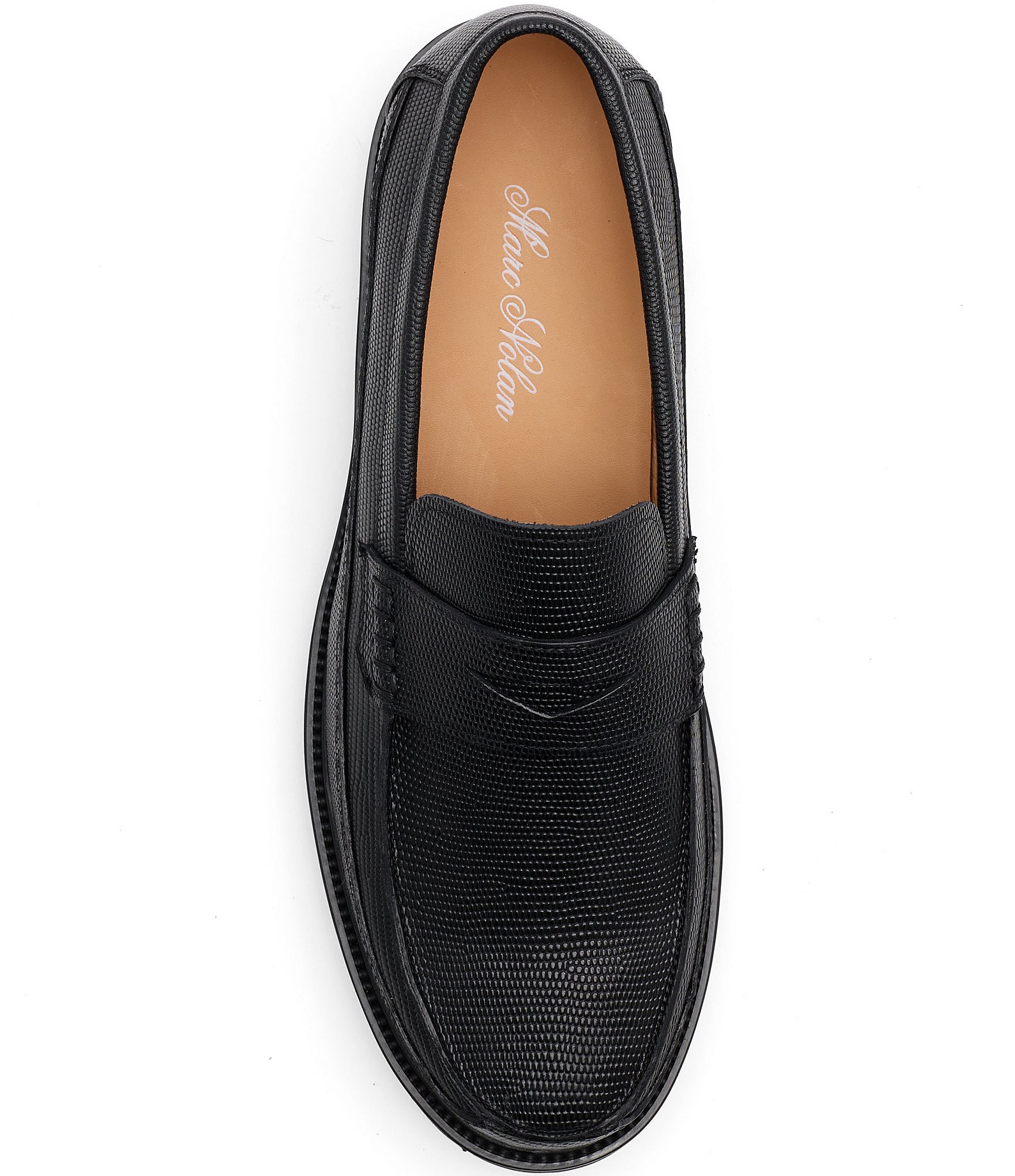 Marc Nolan Men's Adler Lizard Embossed Leather Lug Penny Loafers