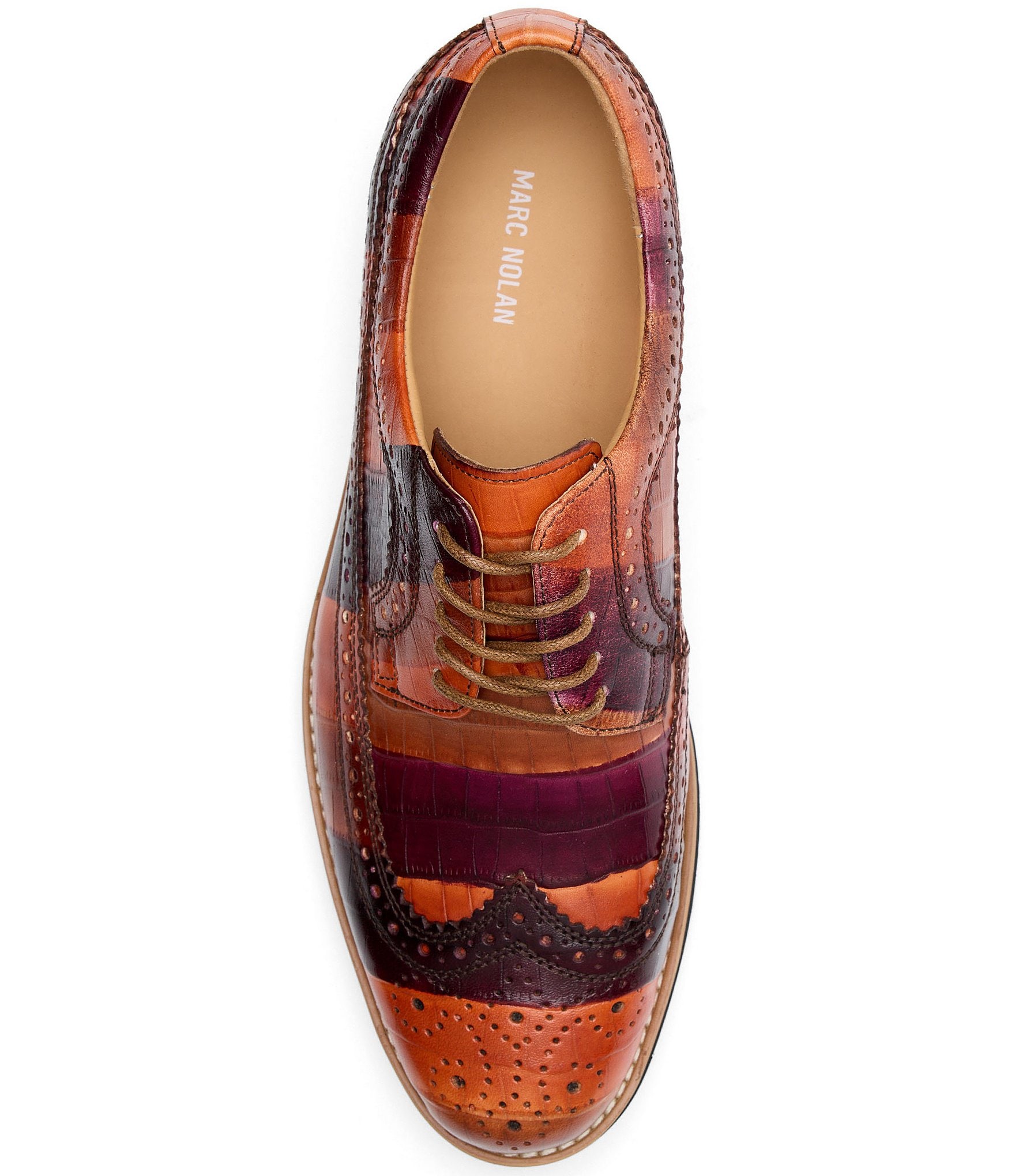 Marc Nolan Alexander Badlands Croco Embossed Leather Longwing Brogue Oxfords