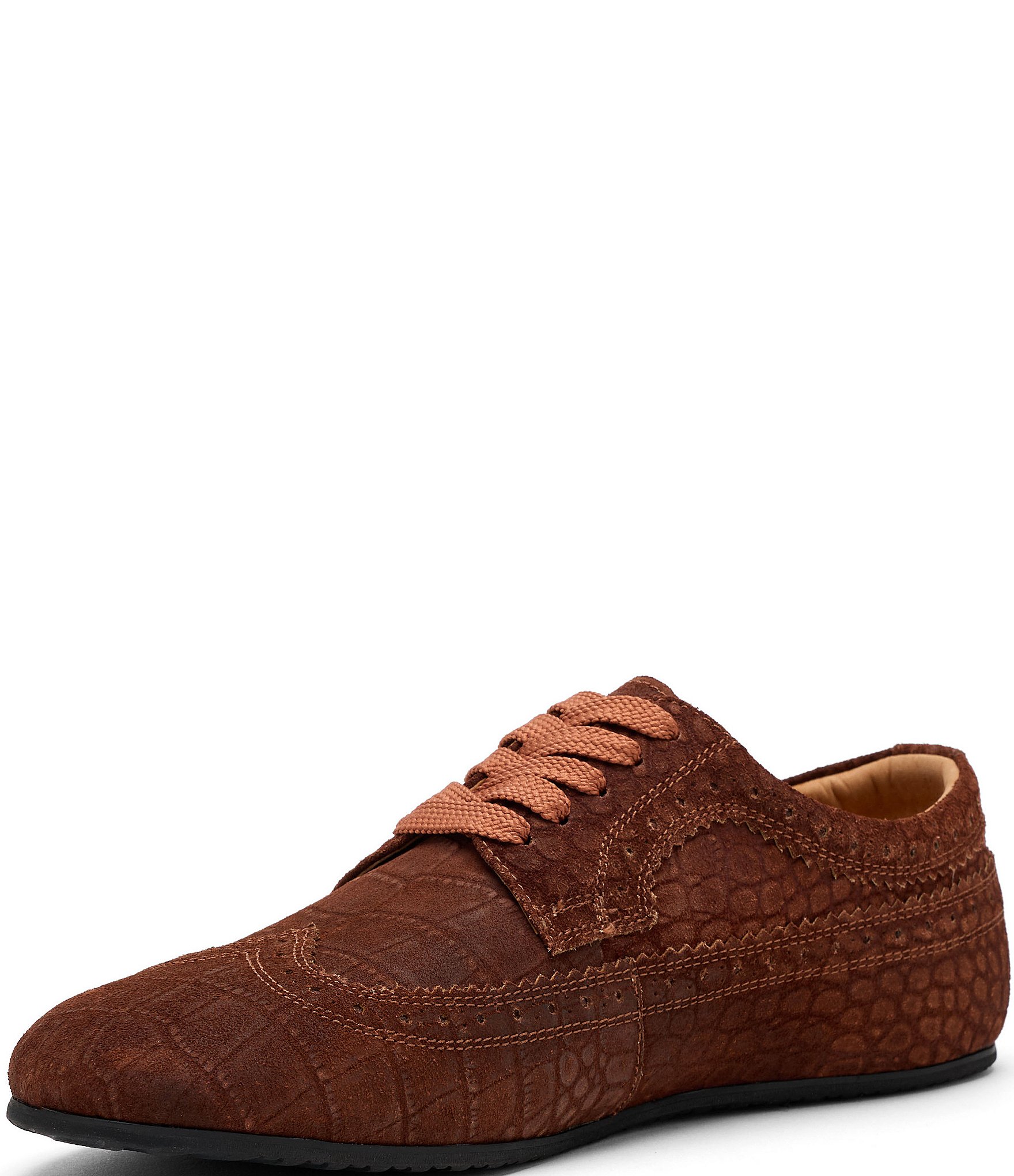 Marc Nolan Men's Alexander Croco Embossed Suede Ballerina Longwing Sneakers