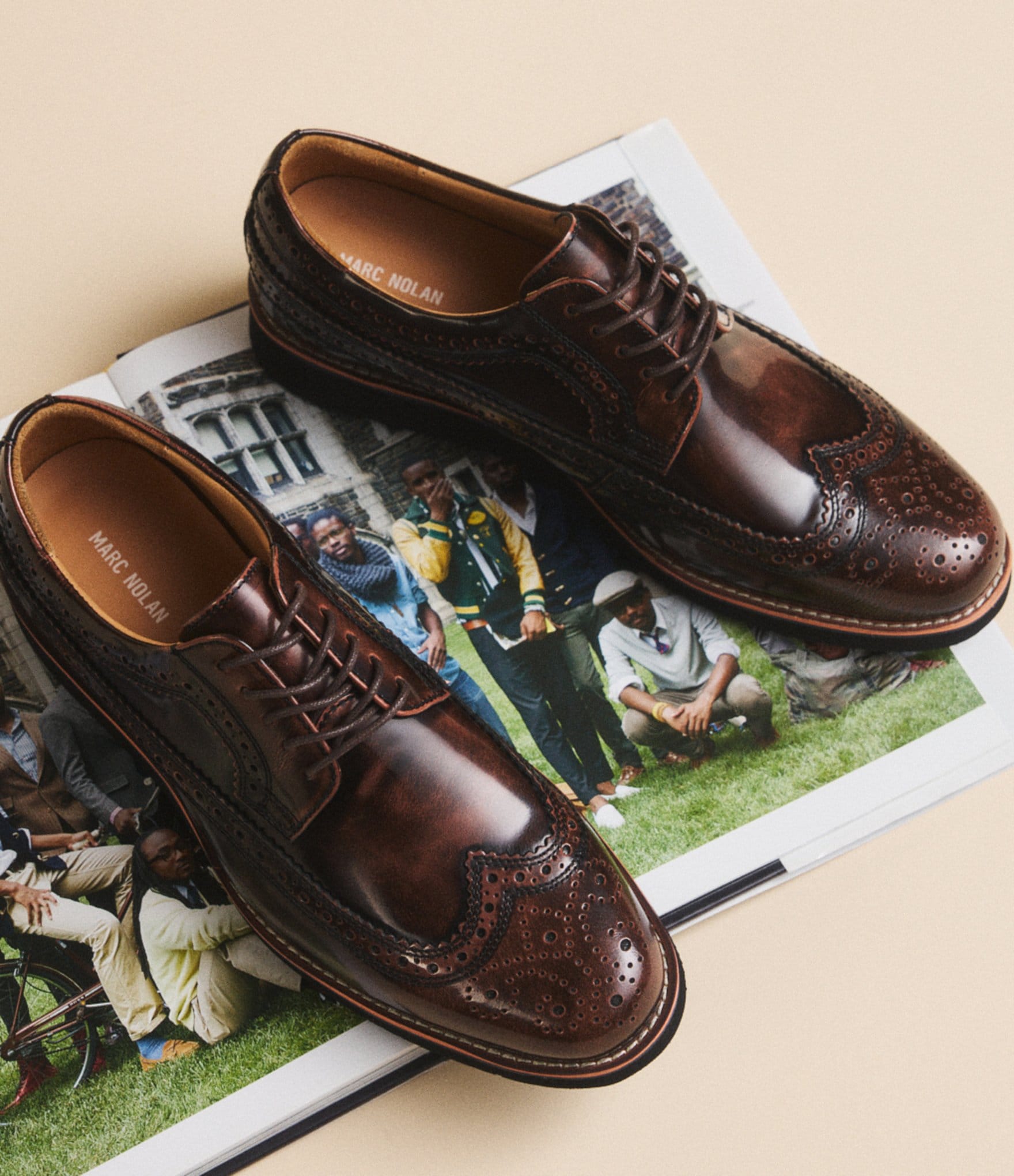 Marc Nolan Men's Alexander Patent Leather Longwing Brogue Oxfords