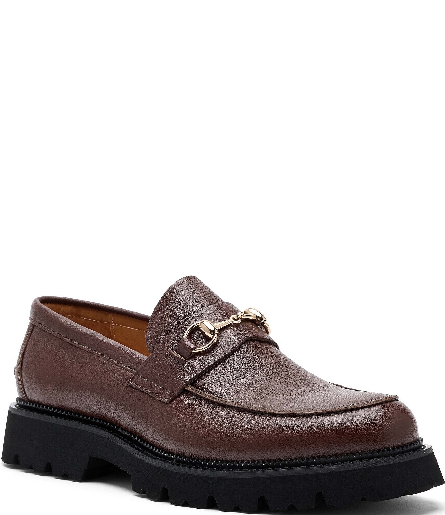 Marc Nolan Men's Blake Pebble Leather Bit Buckle Lug Loafers