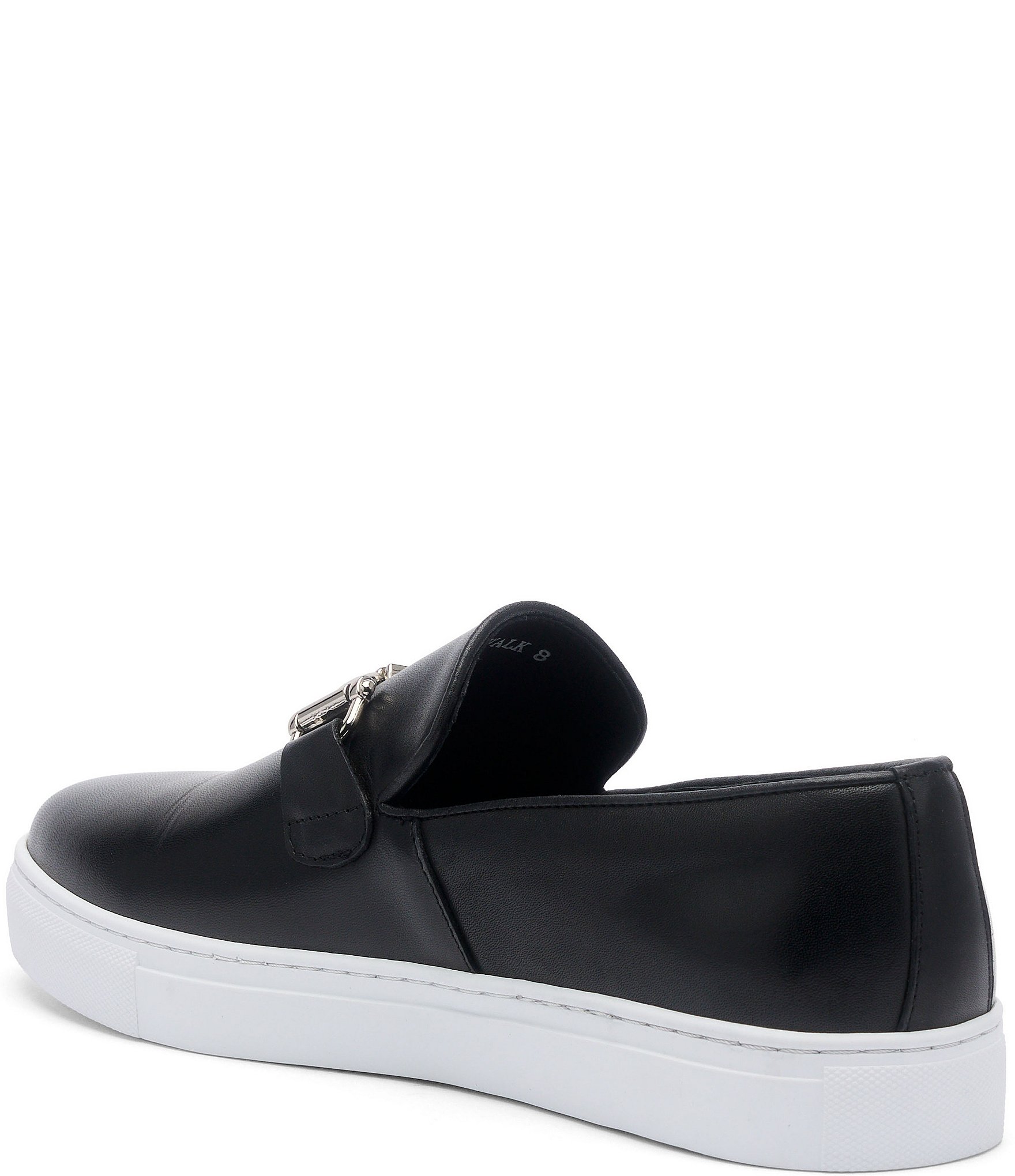 Marc Nolan Men's Boardwalk Leather Horse Bit Buckle Slip On Sneakers