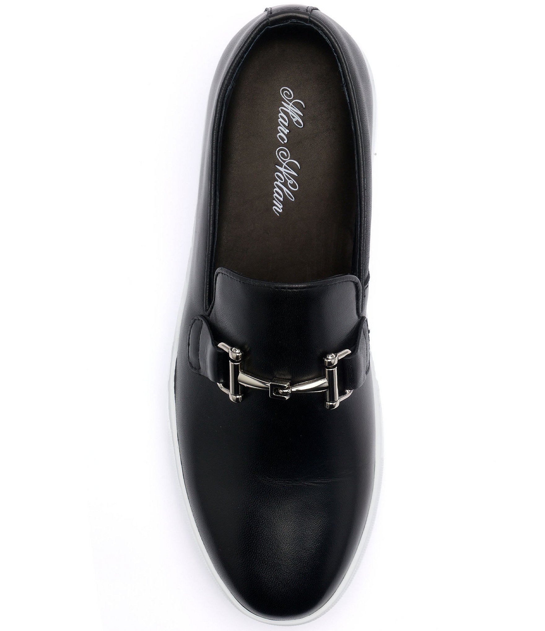 Marc Nolan Men's Boardwalk Leather Horse Bit Buckle Slip On Sneakers