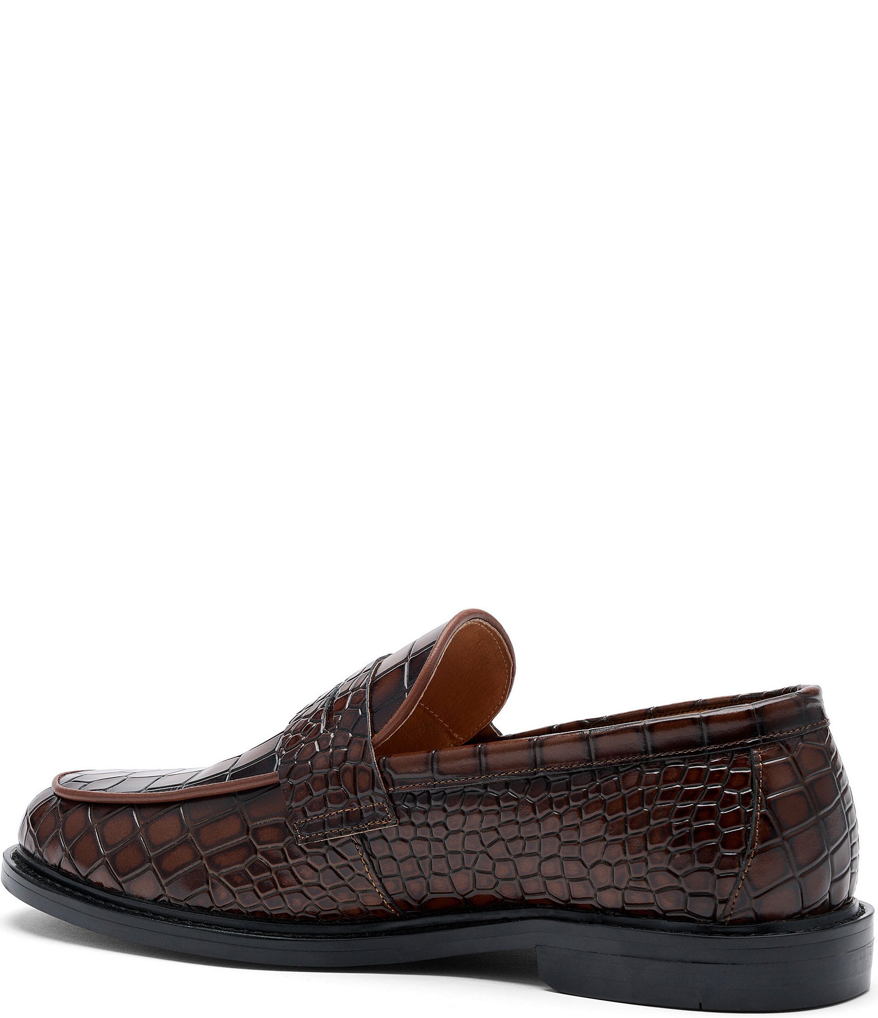 Marc Nolan Men's Calum Croco Embossed Leather Penny Loafers