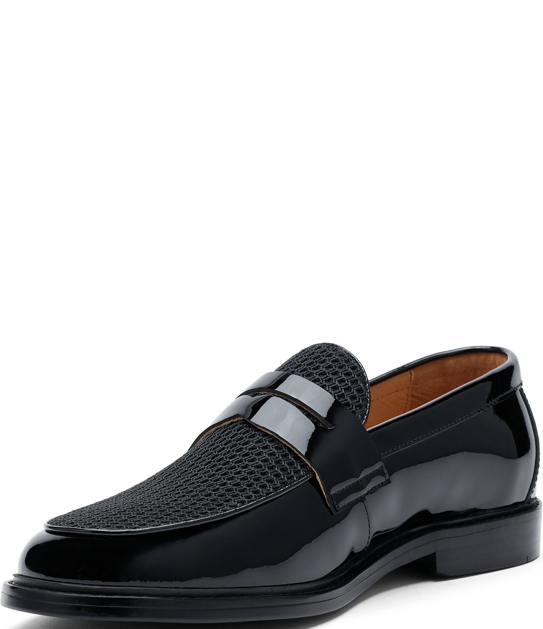 Marc Nolan Men's Calum Patent Leather and Mesh Penny Loafers