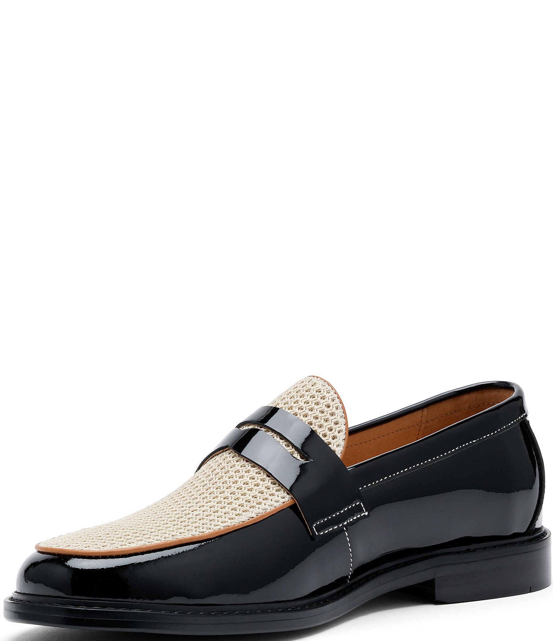Marc Nolan Men's Calum Patent Leather and Mesh Penny Loafers