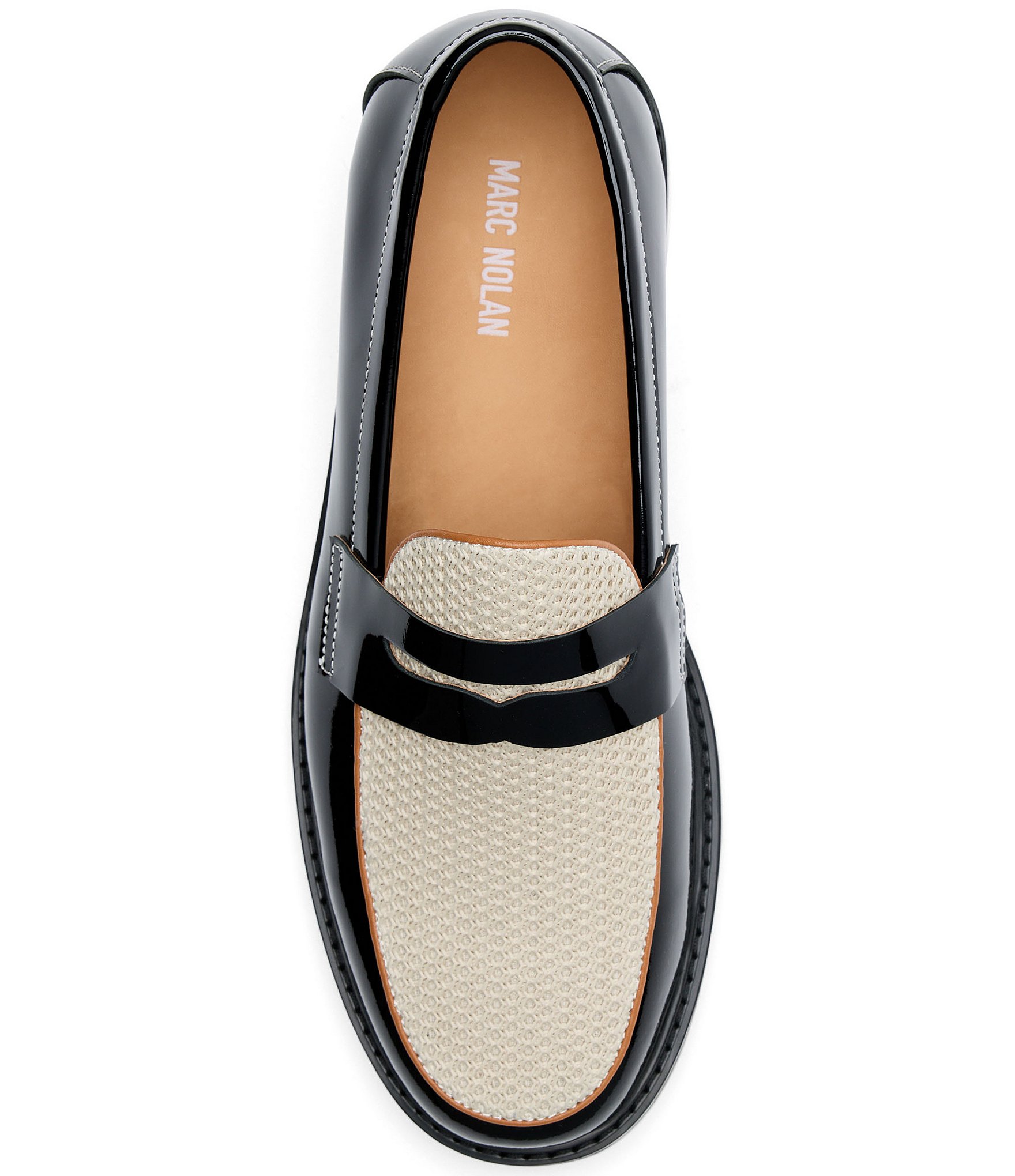 Marc Nolan Men's Calum Patent Leather and Mesh Penny Loafers