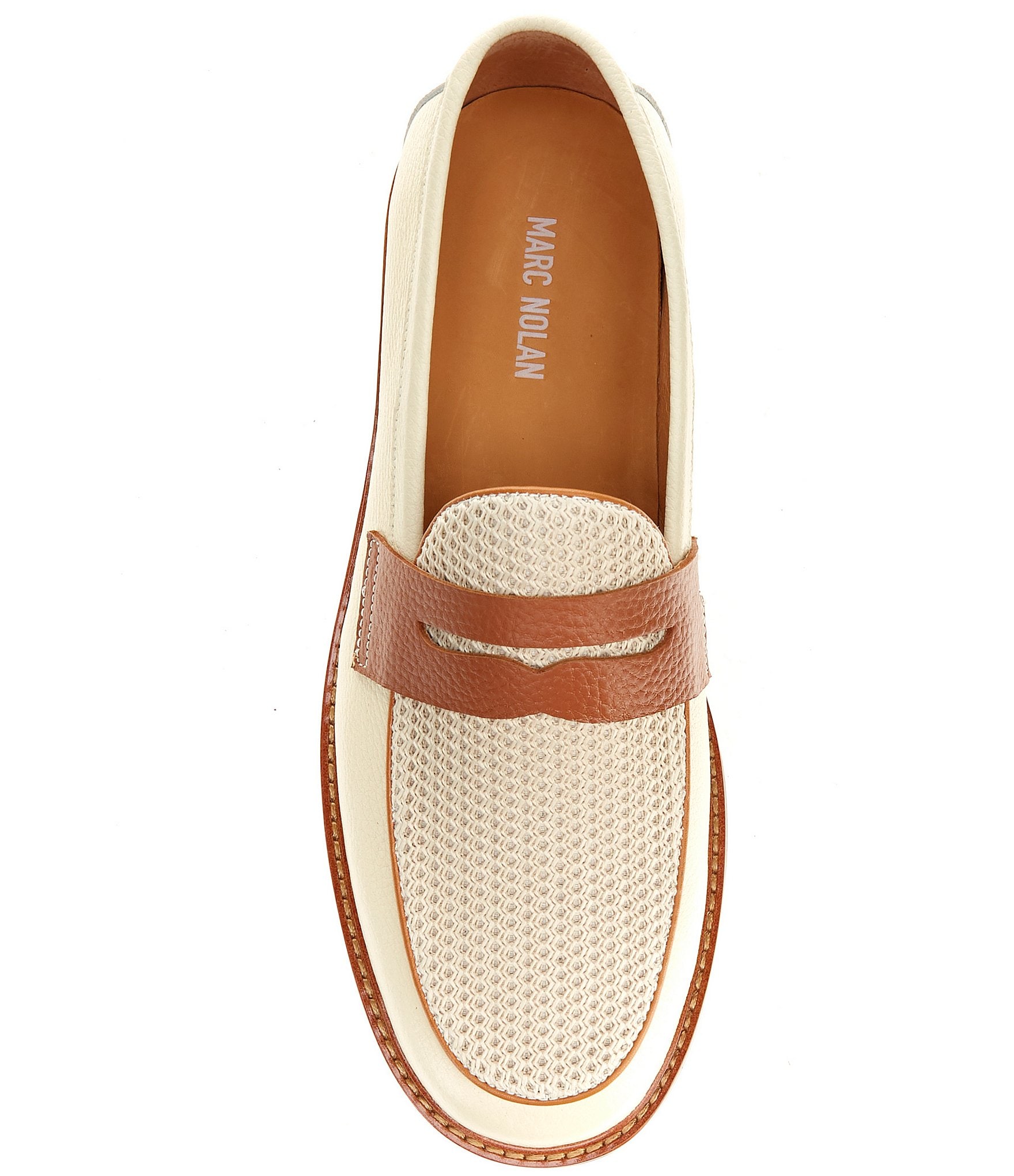 Marc Nolan Men's Calum Pebble Leather and Mesh Penny Loafers