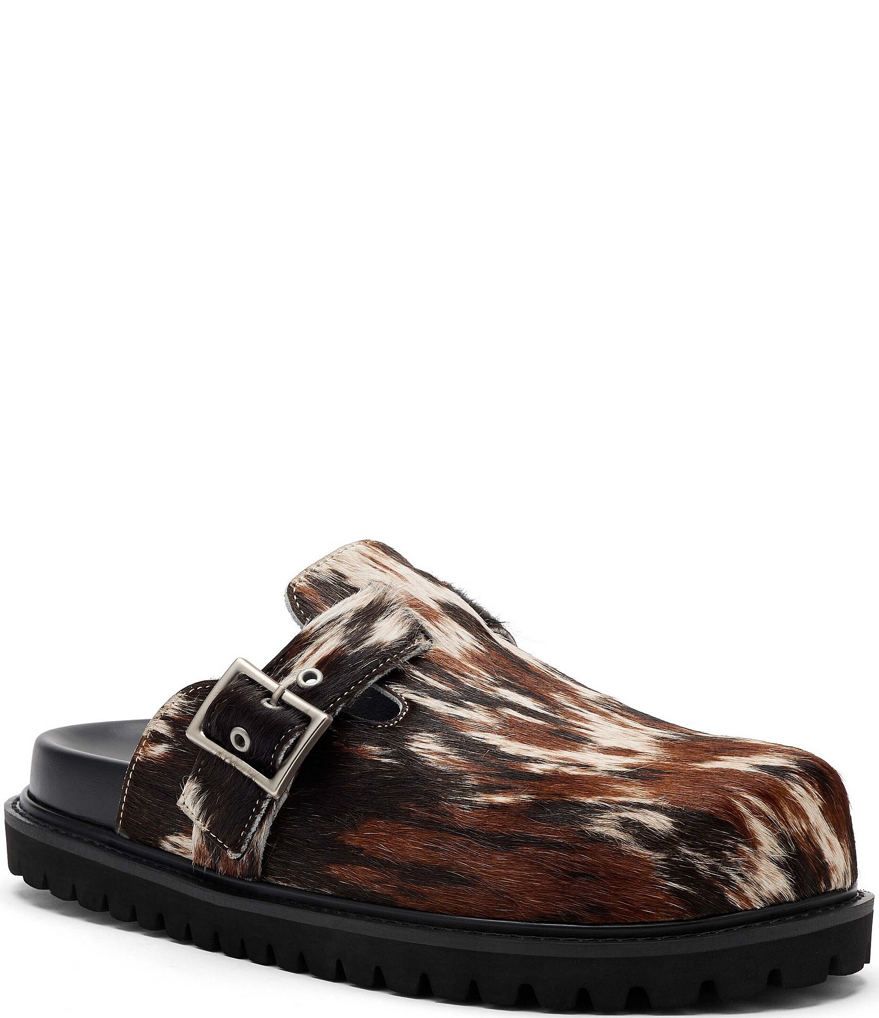 Marc Nolan Men's Shiloh Cow Print Buckle Hardware Clog