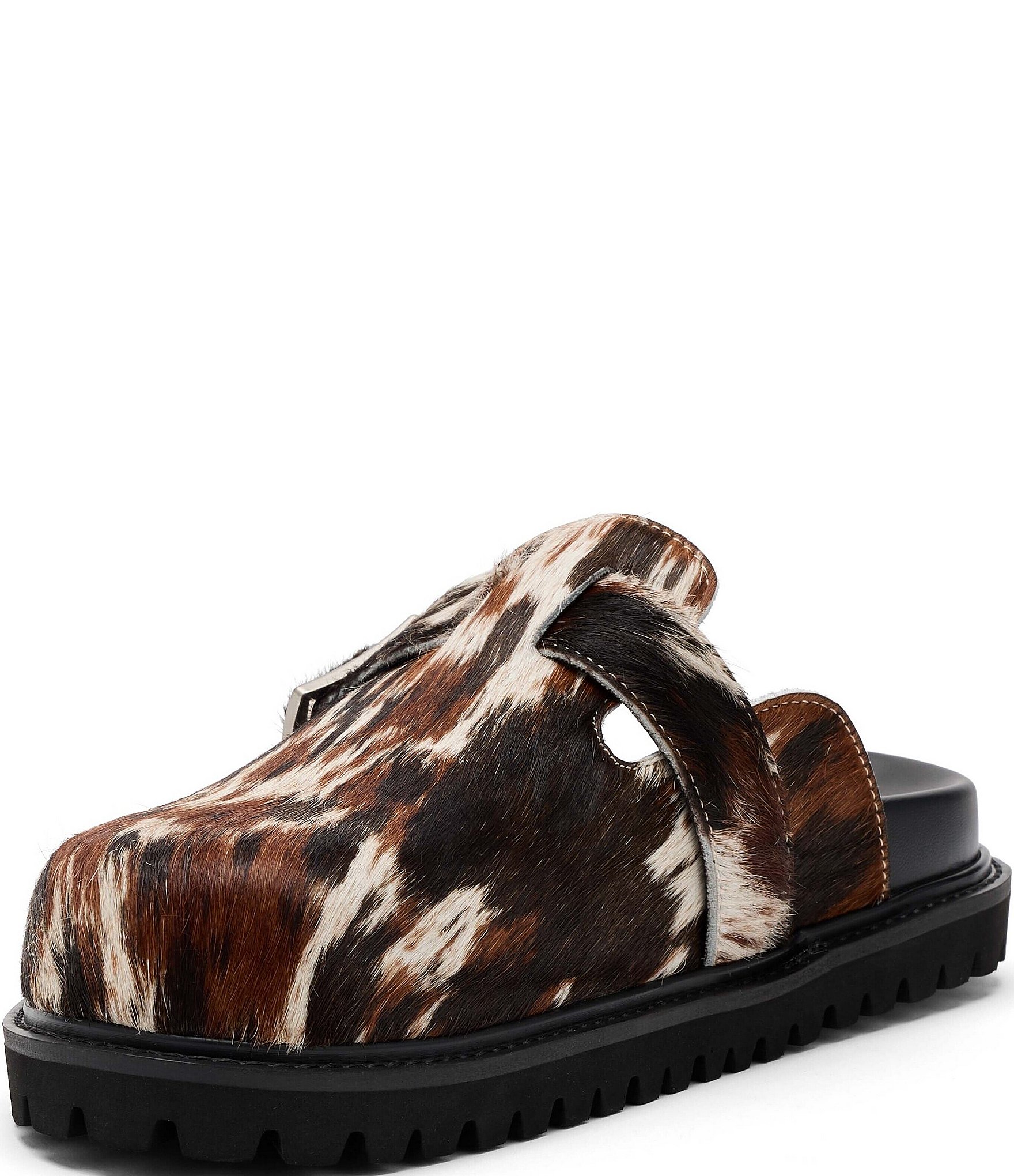 Marc Nolan Men's Shiloh Cow Print Buckle Hardware Clog
