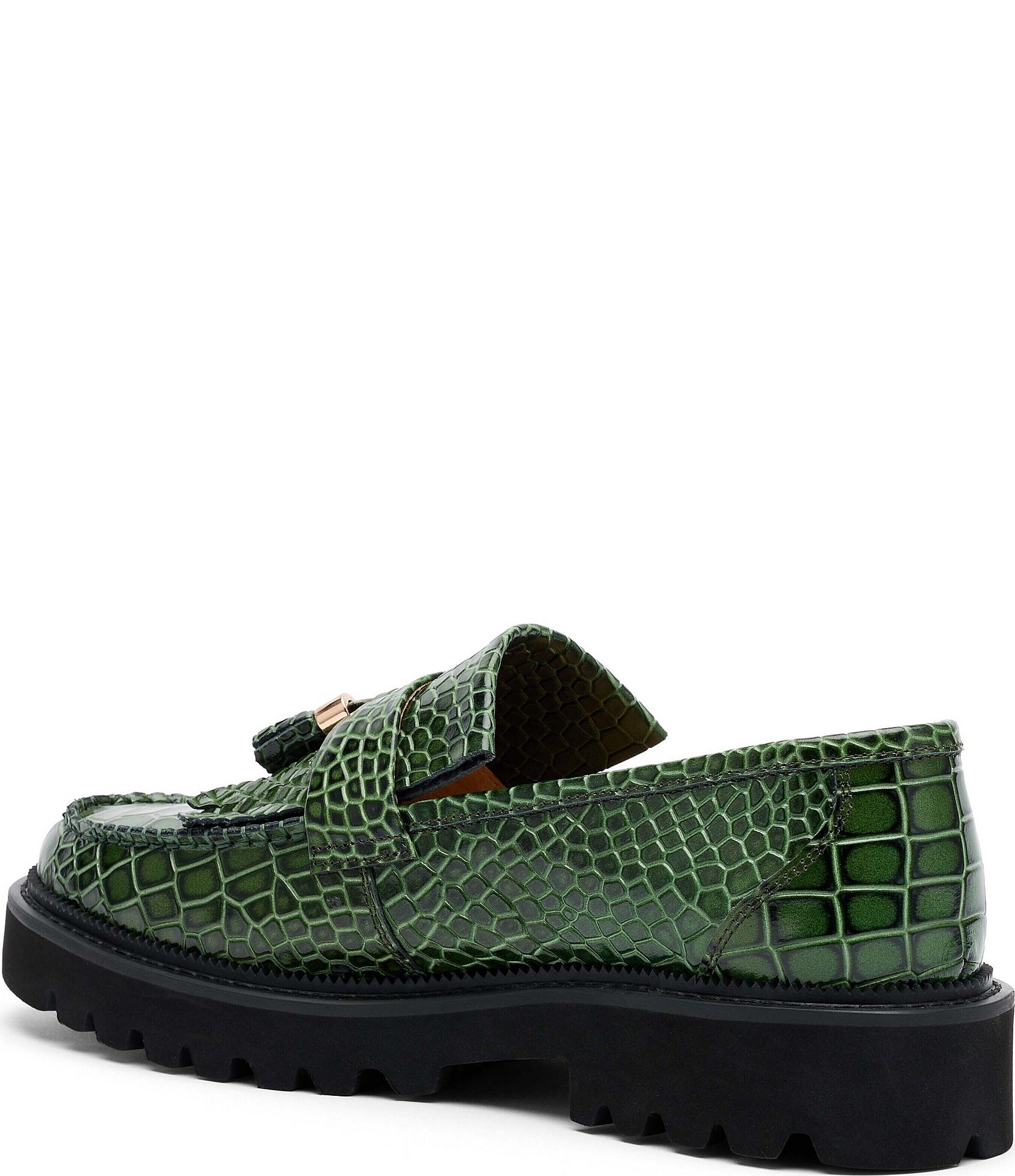 Marc Nolan Men's Journey Croco Embossed Leather Lug Tassel Loafers