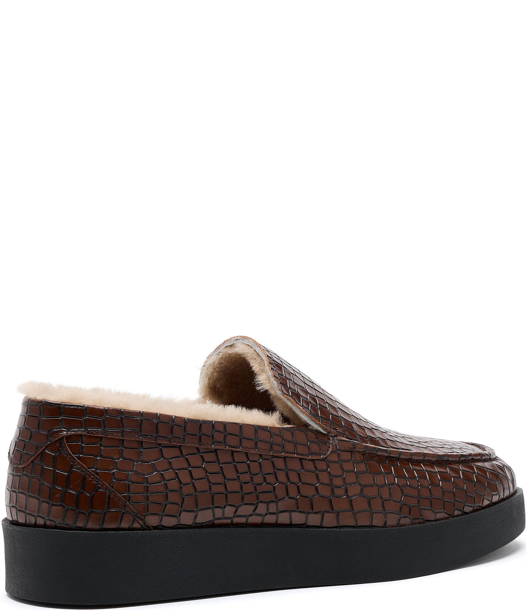 Marc Nolan Men's Remy Croco Embossed Leather and Shearling Loafers