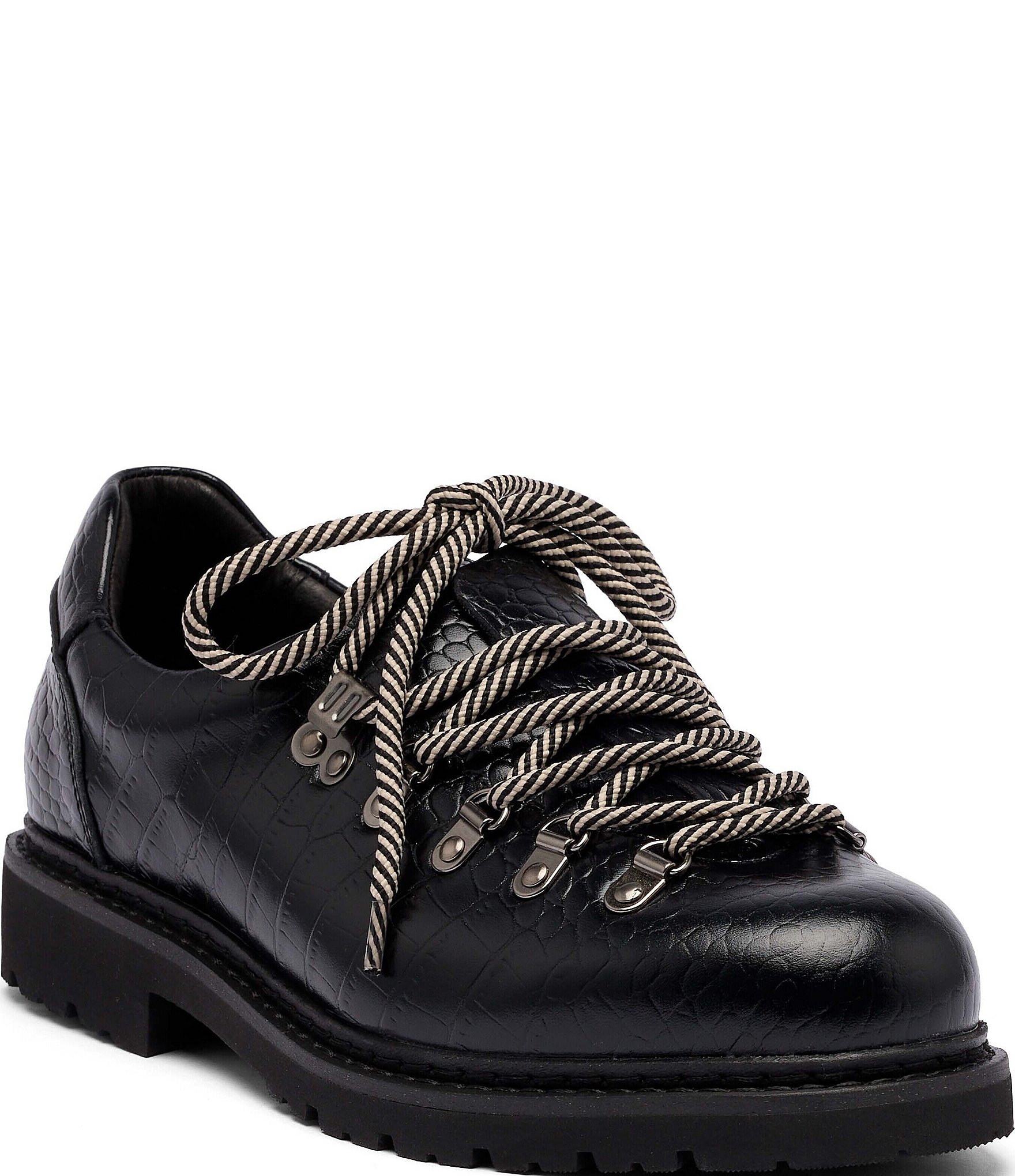 Marc Nolan Men's Summit Crocodile Embossed Leather Hikers