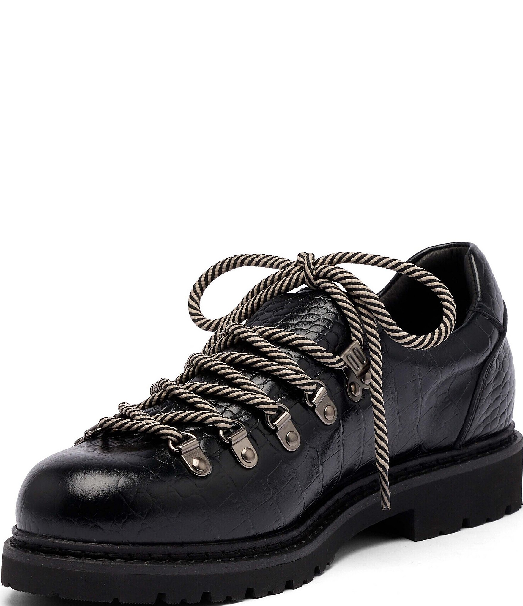 Marc Nolan Men's Summit Crocodile Embossed Leather Hikers