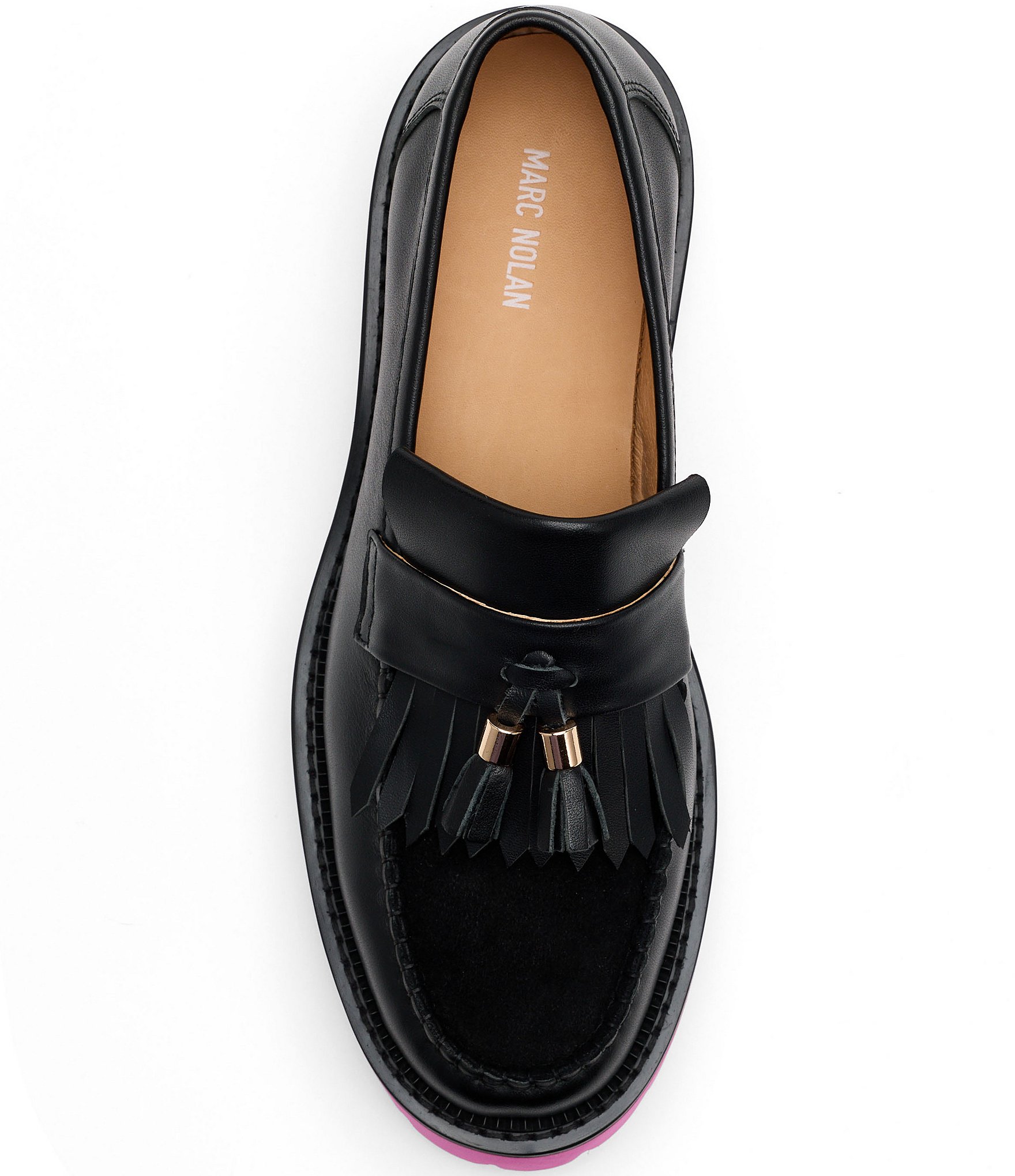 Marc Nolan Women's Journey Leather Kiltie Lug Tassel Loafers