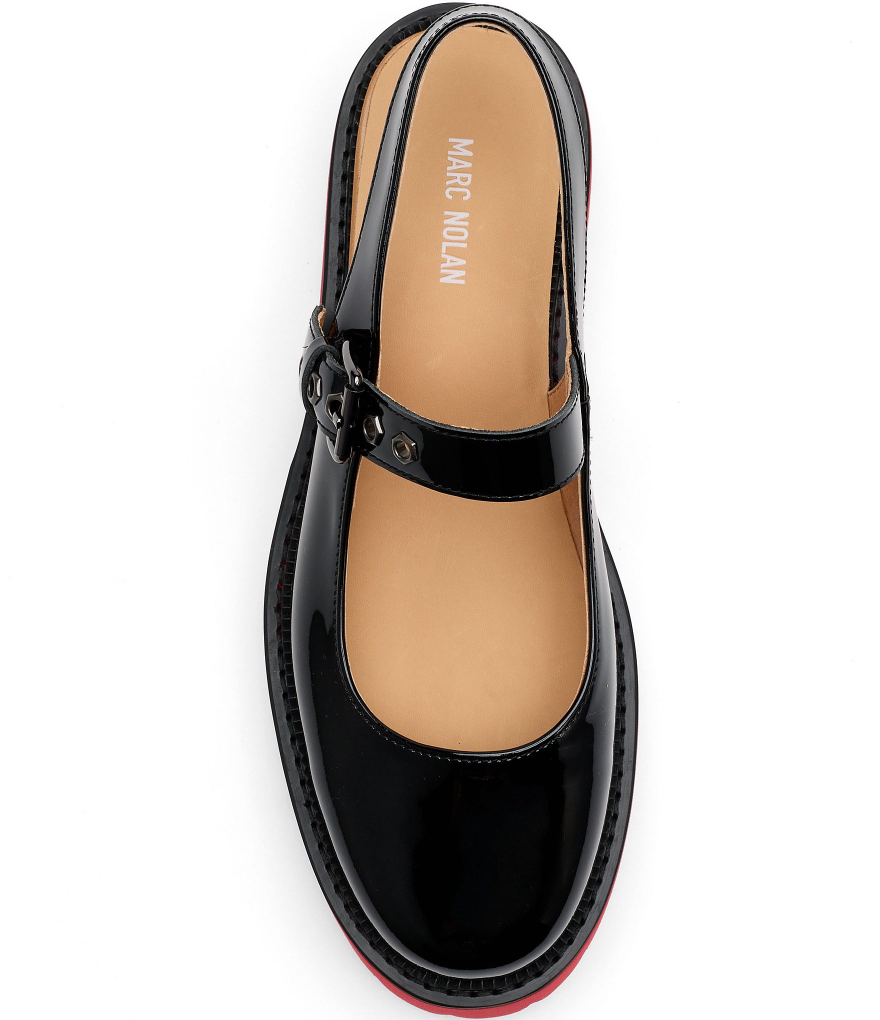 Marc Nolan Women's Luna Patent Leather Mary Jane Lug Slingback Pumps