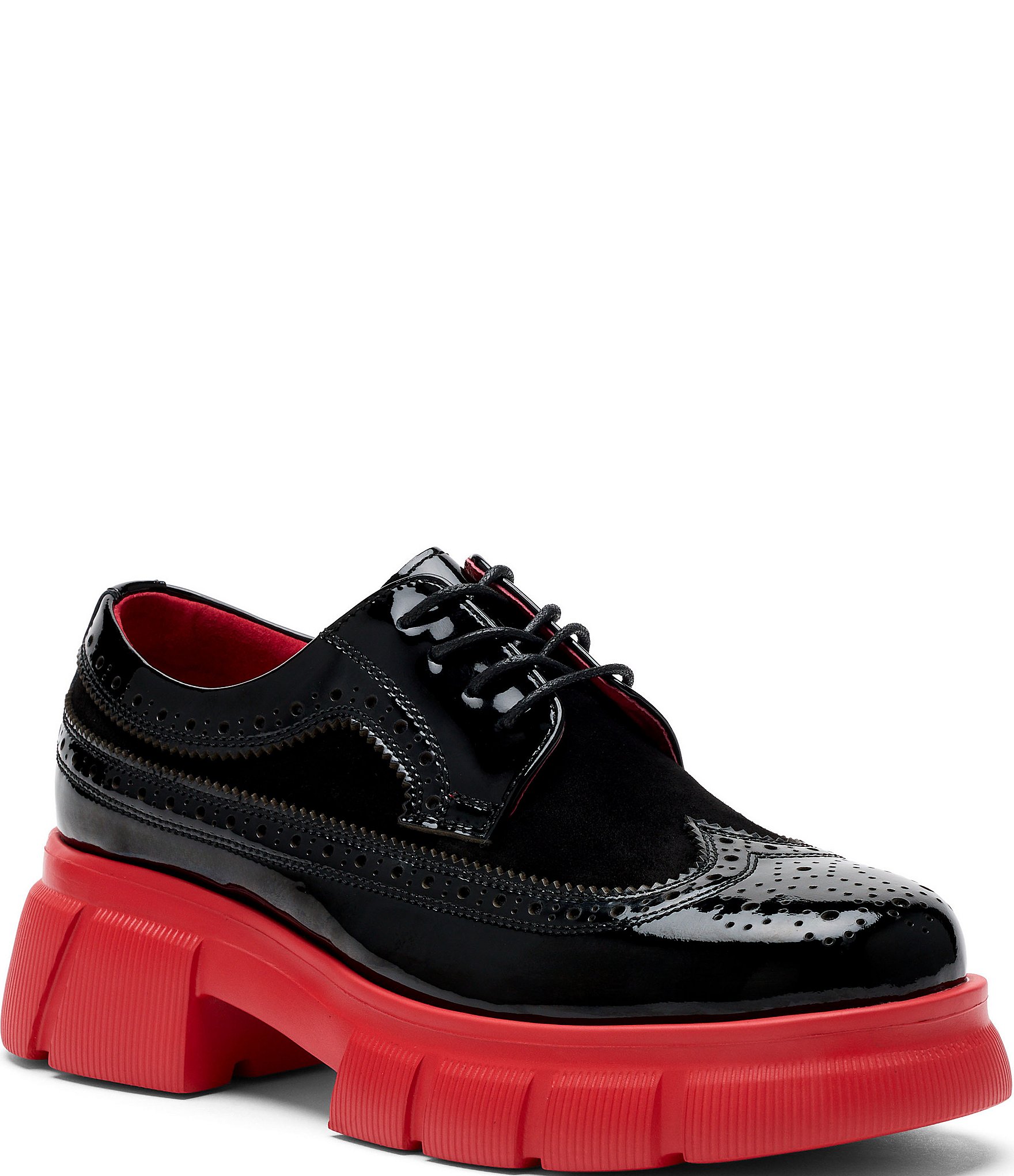 Marc Nolan Women's Ms. Alexander Patent Leather and Suede Wingtip Derby Oxfords