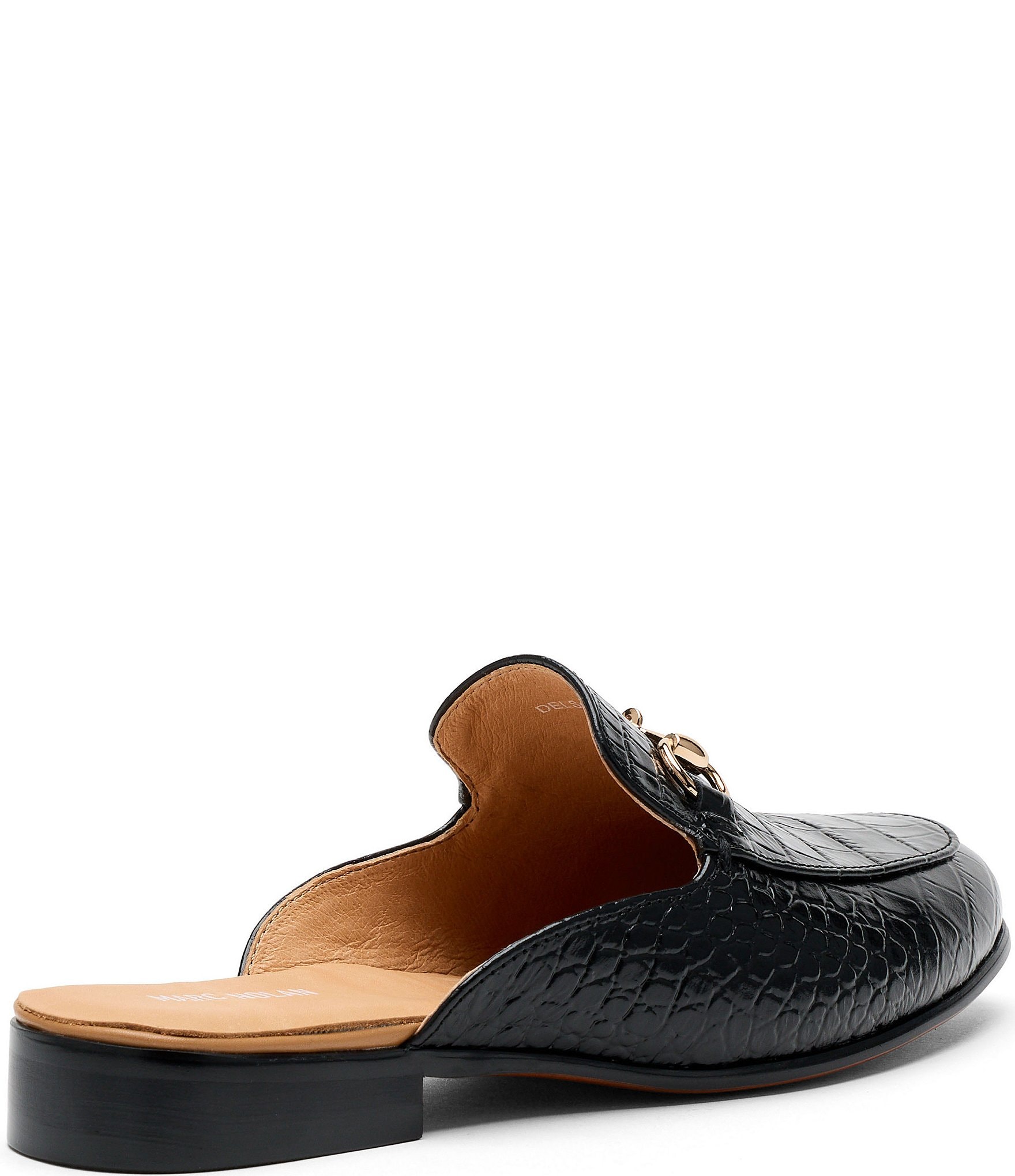 Marc Nolan Women's Ms. Del Sol Croco Print Leather Bit Buckle Loafer Mules