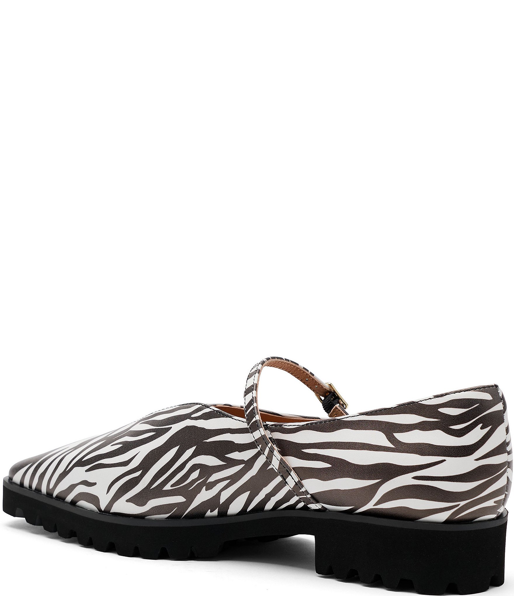 Marc Nolan Women's Roxie Zebra Print Leather Lug Mary Jane Flats