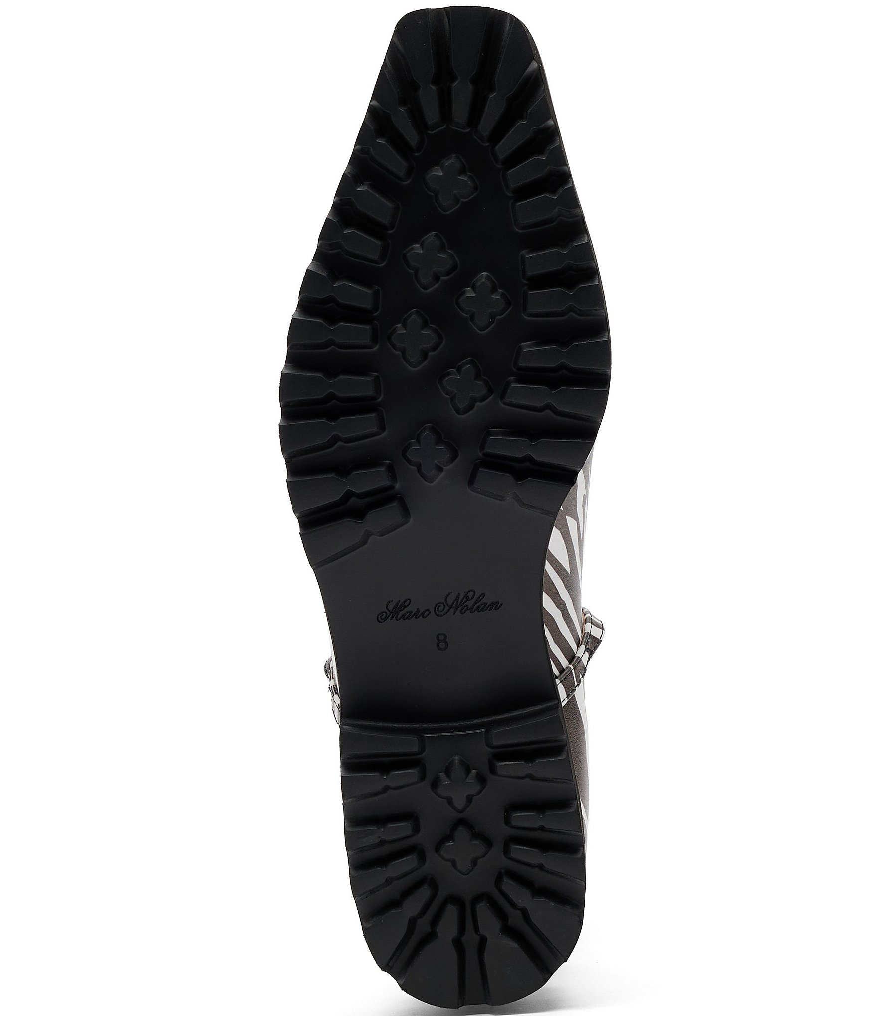 Marc Nolan Women's Roxie Zebra Print Leather Lug Mary Jane Flats