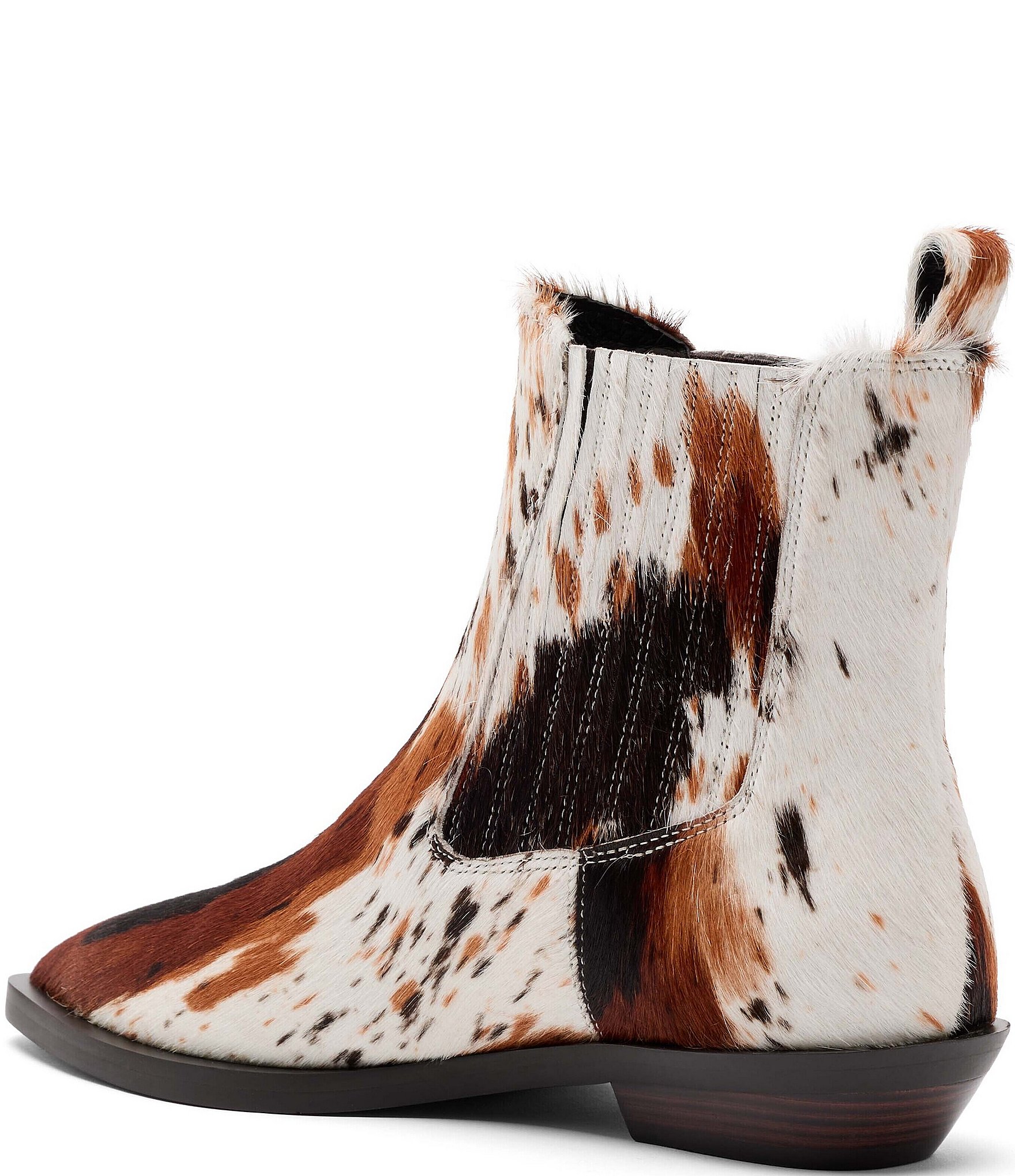 Marc Nolan Women's Savannah Cow Print Hair Calf Ankle Boots