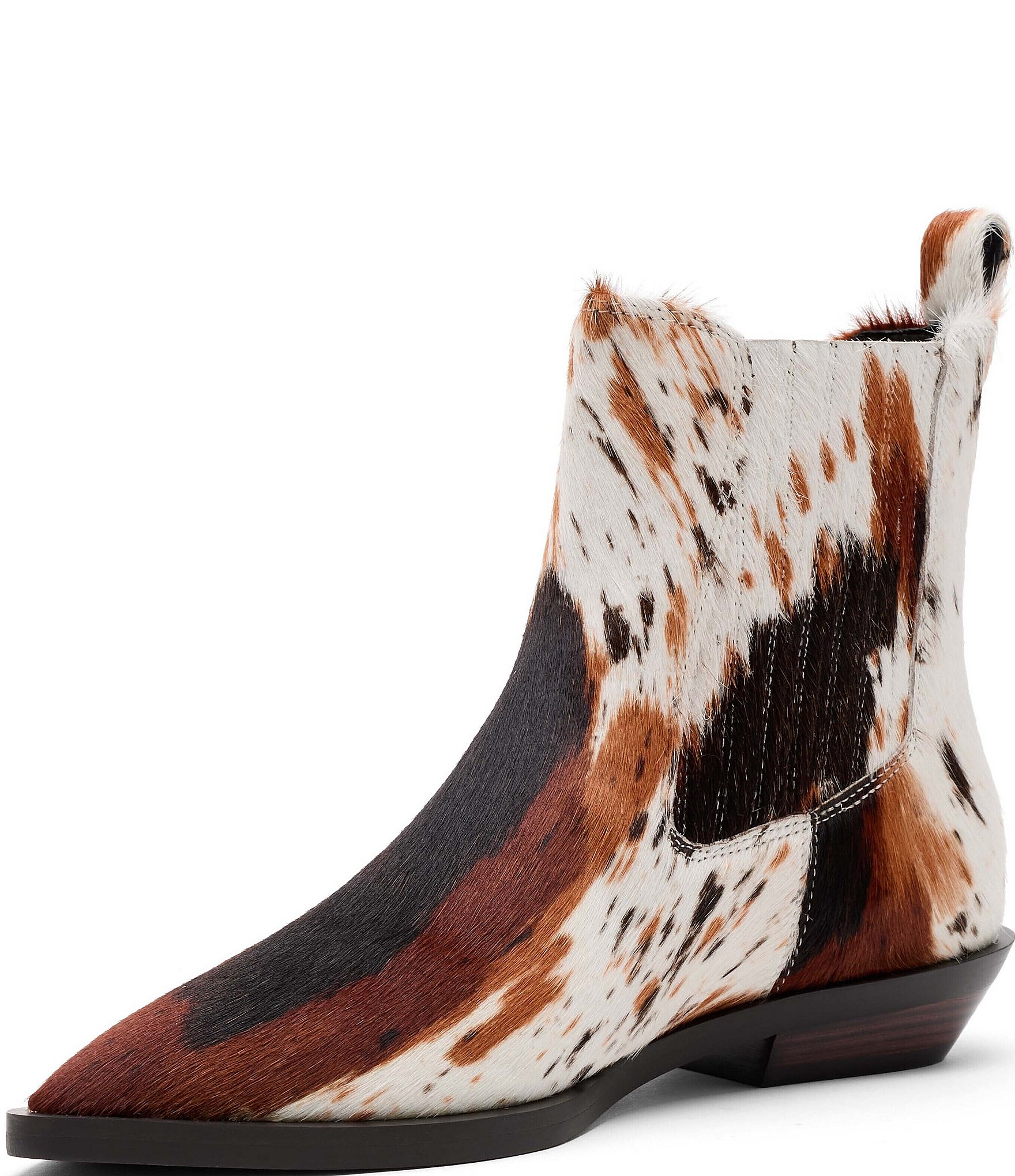 Marc Nolan Women's Savannah Cow Print Hair Calf Ankle Boots