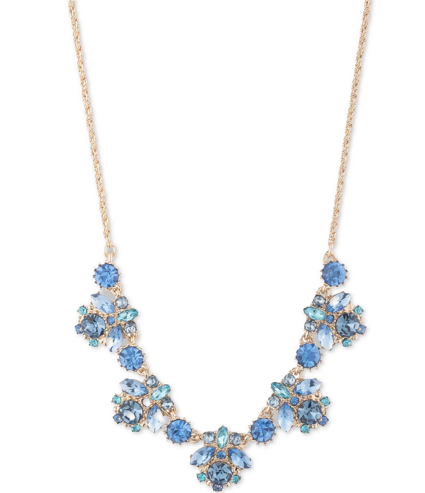 Marchesa Blue Multi Crystal Collar Necklace | Dillard's