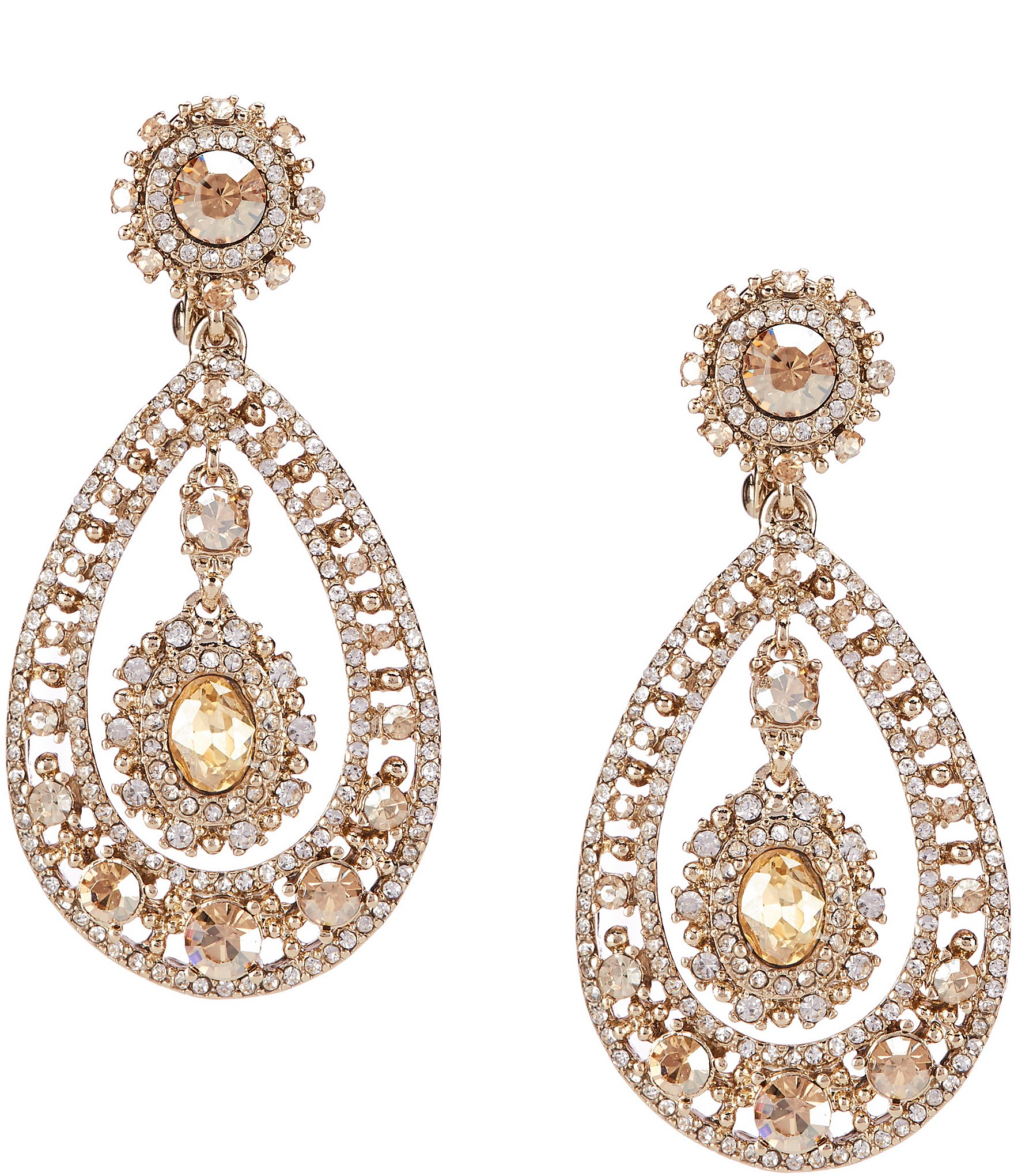 Marchesa Filigree Chandelier Crystal Statement Earrings