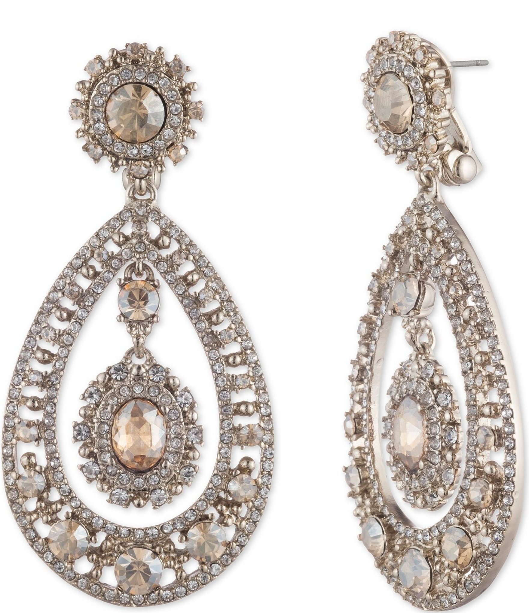 Marchesa Filigree Chandelier Crystal Statement Earrings