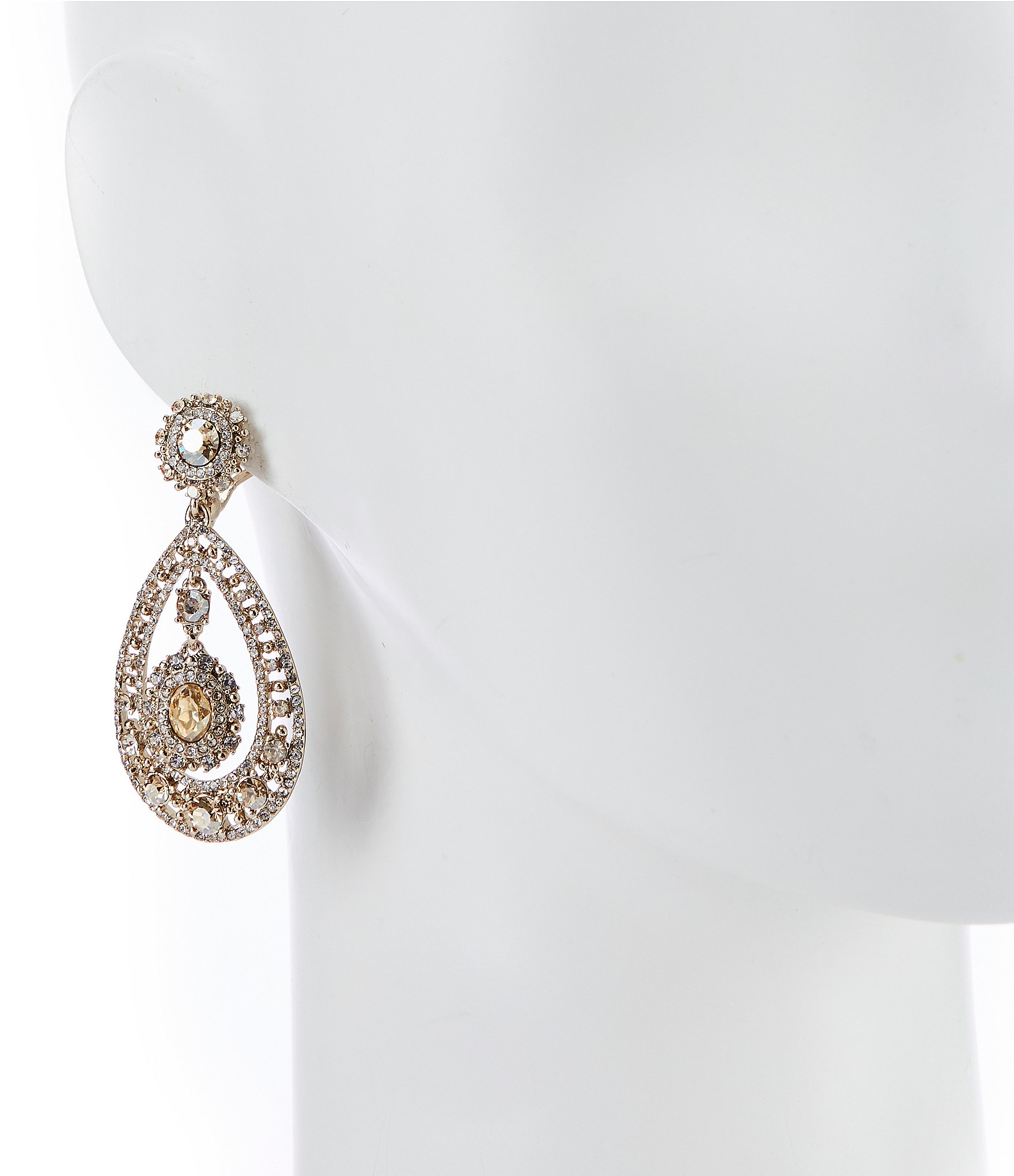 Marchesa Filigree Chandelier Crystal Statement Earrings