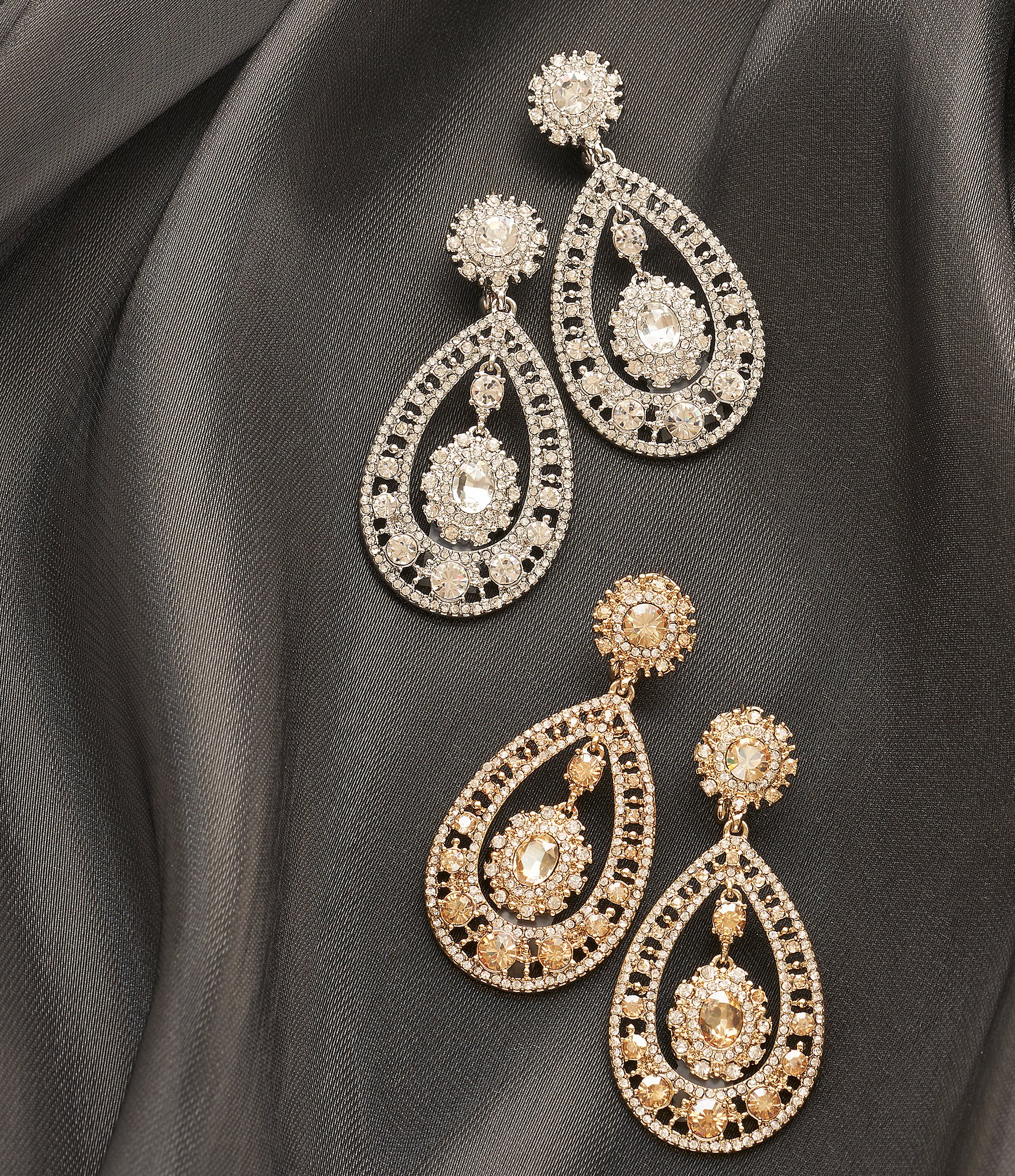 Marchesa Filigree Chandelier Crystal Statement Earrings