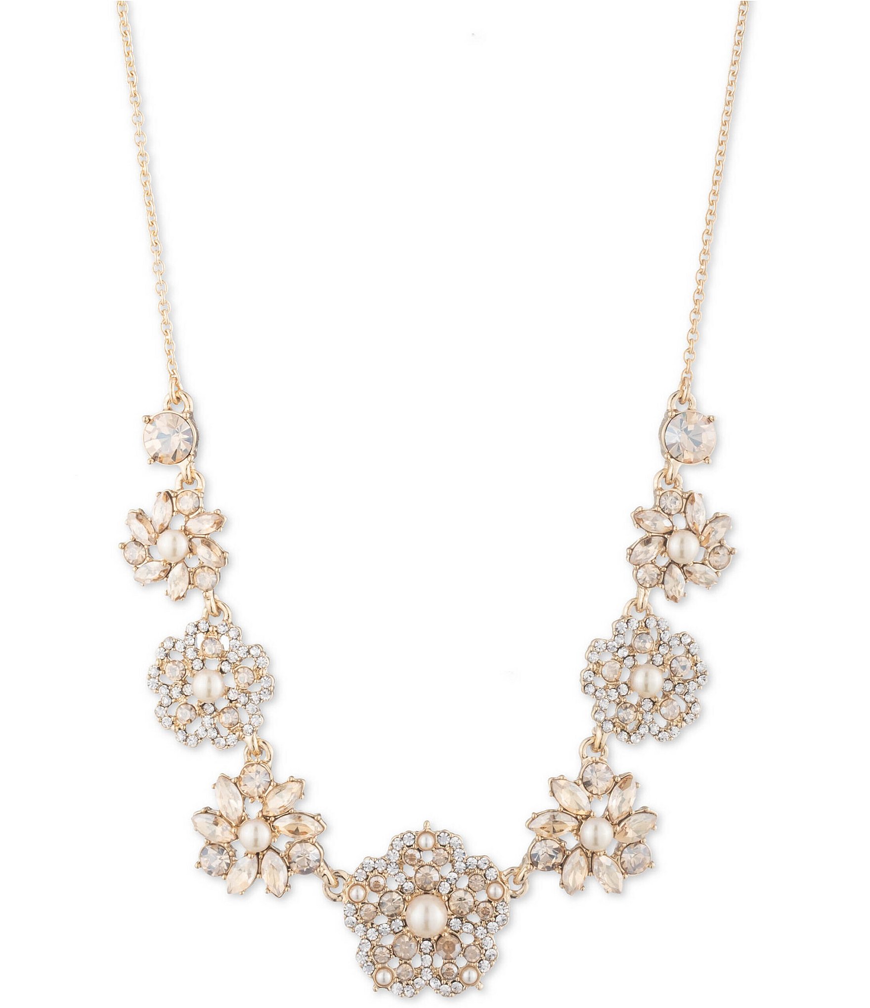 Marchesa Floral Cluster Frontal Collar Necklace | Dillard's