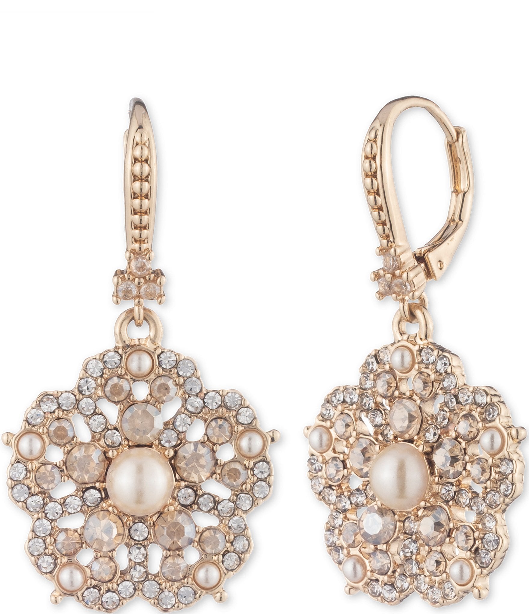 Marchesa Floral Crystal Drop Earrings | Dillard's