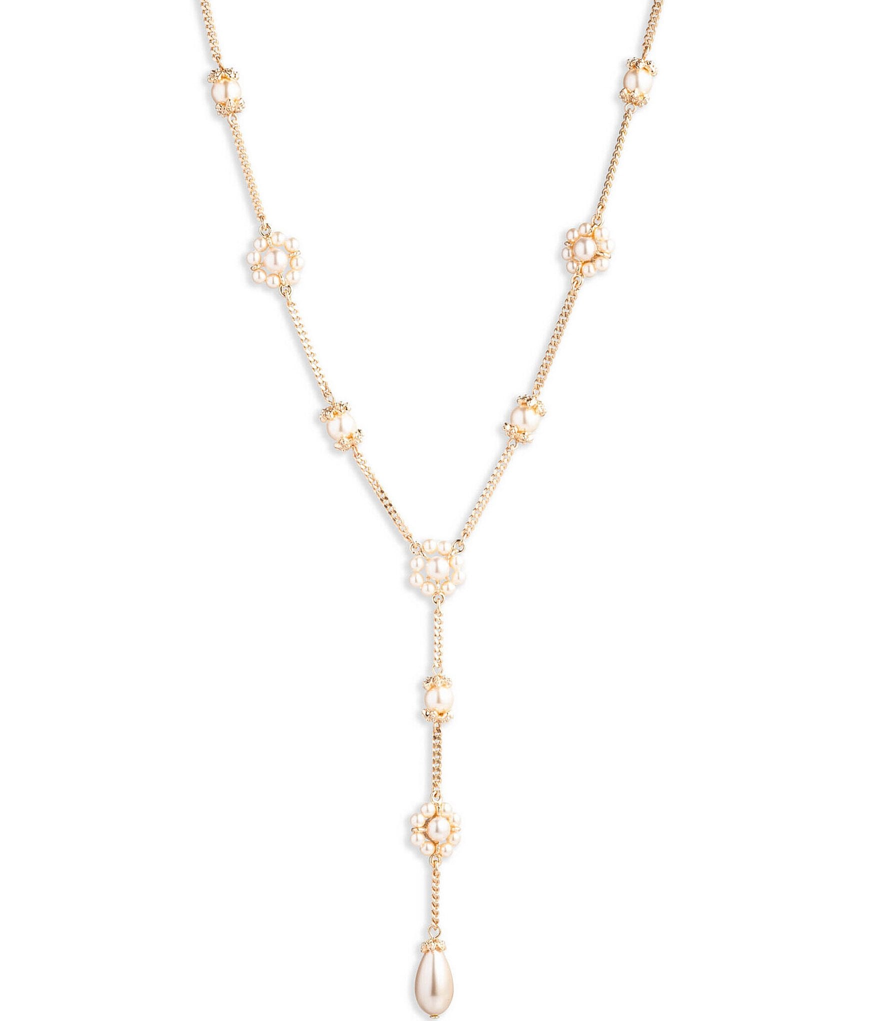 Marchesa Gold Tone Blush Pearl Y Necklace