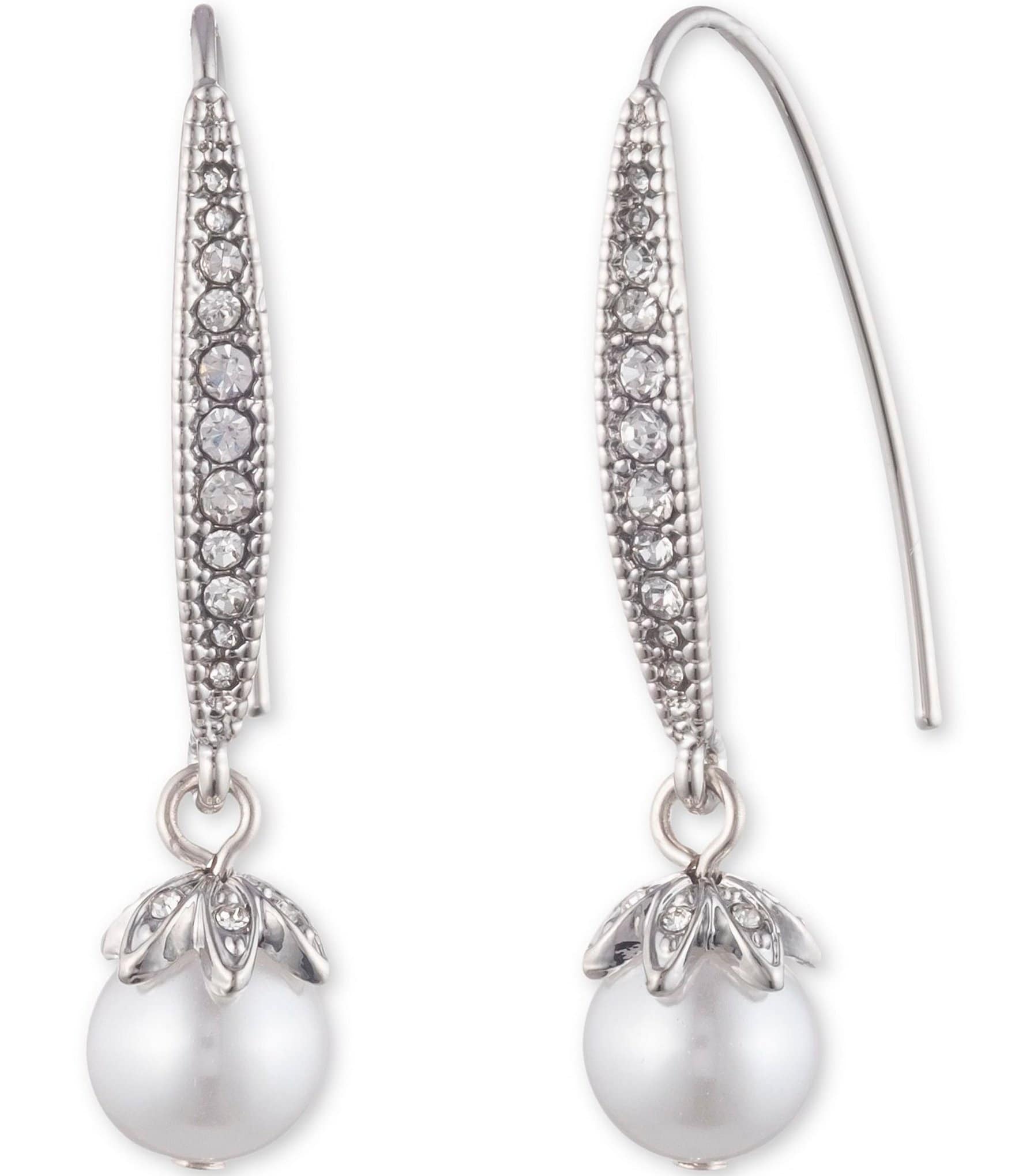 Marchesa Pearl Threader Crystal Linear Earrings