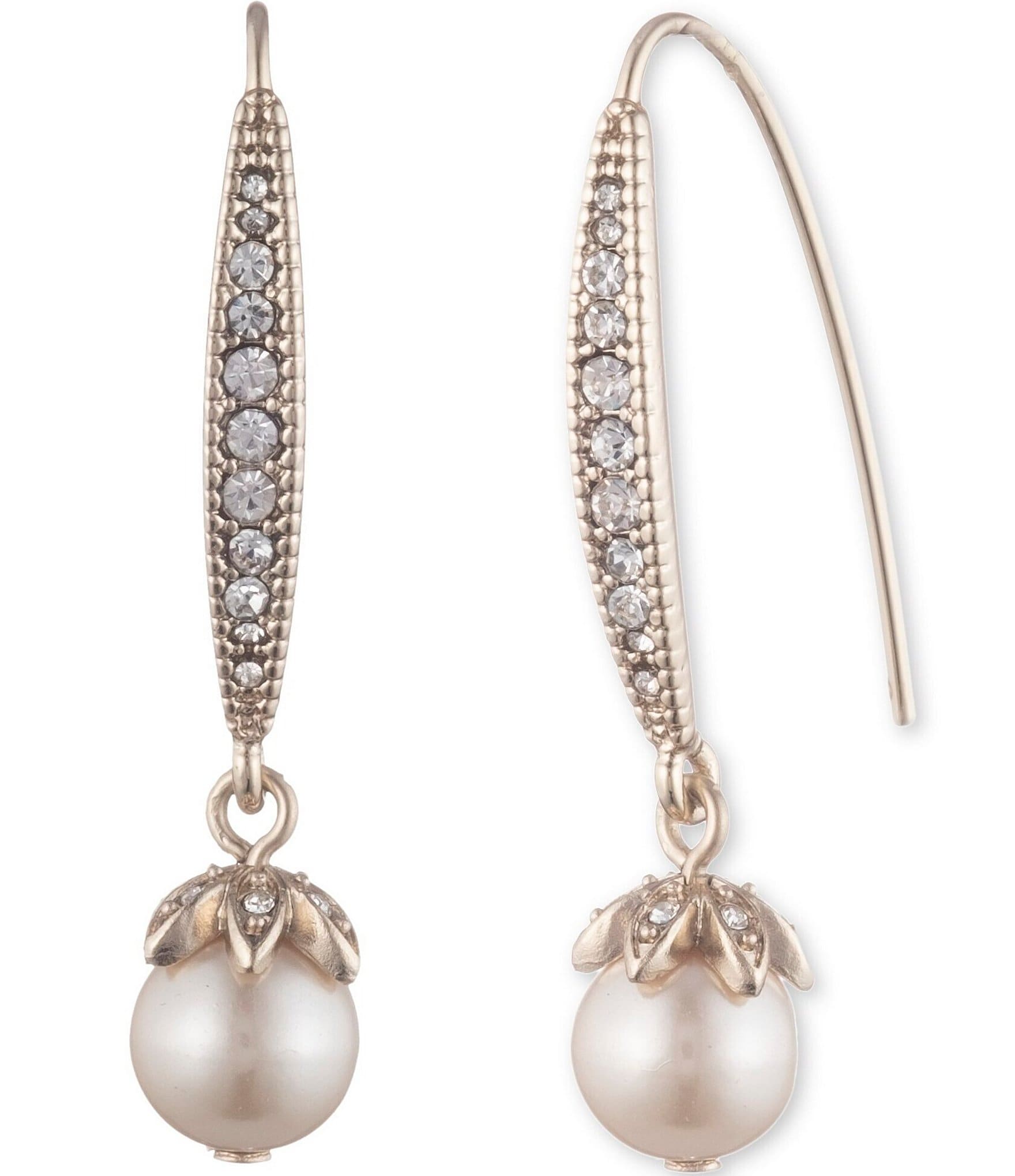 Marchesa Pearl Threader Crystal Linear Earrings