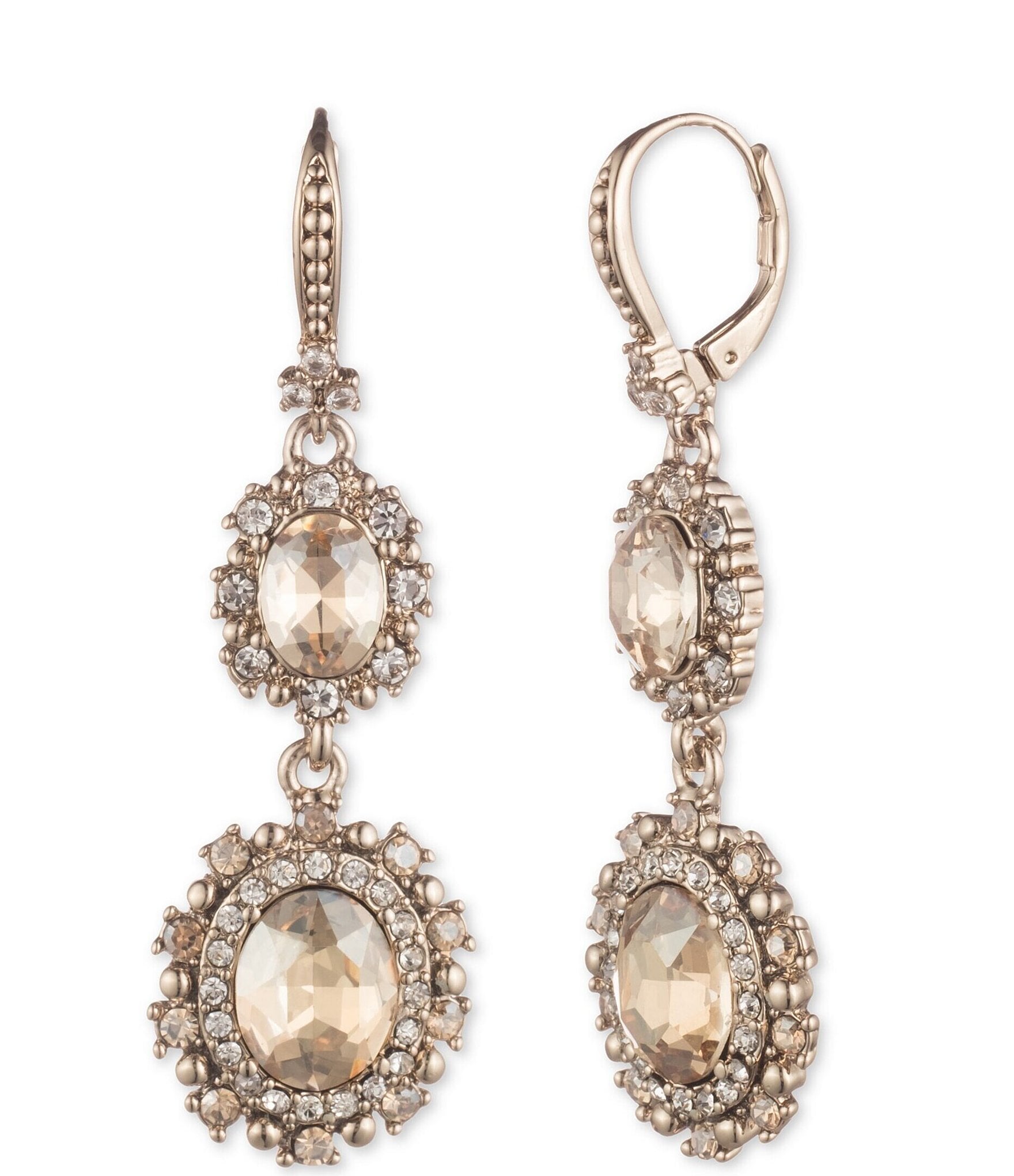 Marchesa Tonal Crystal Double Drop Earrings | Dillard's