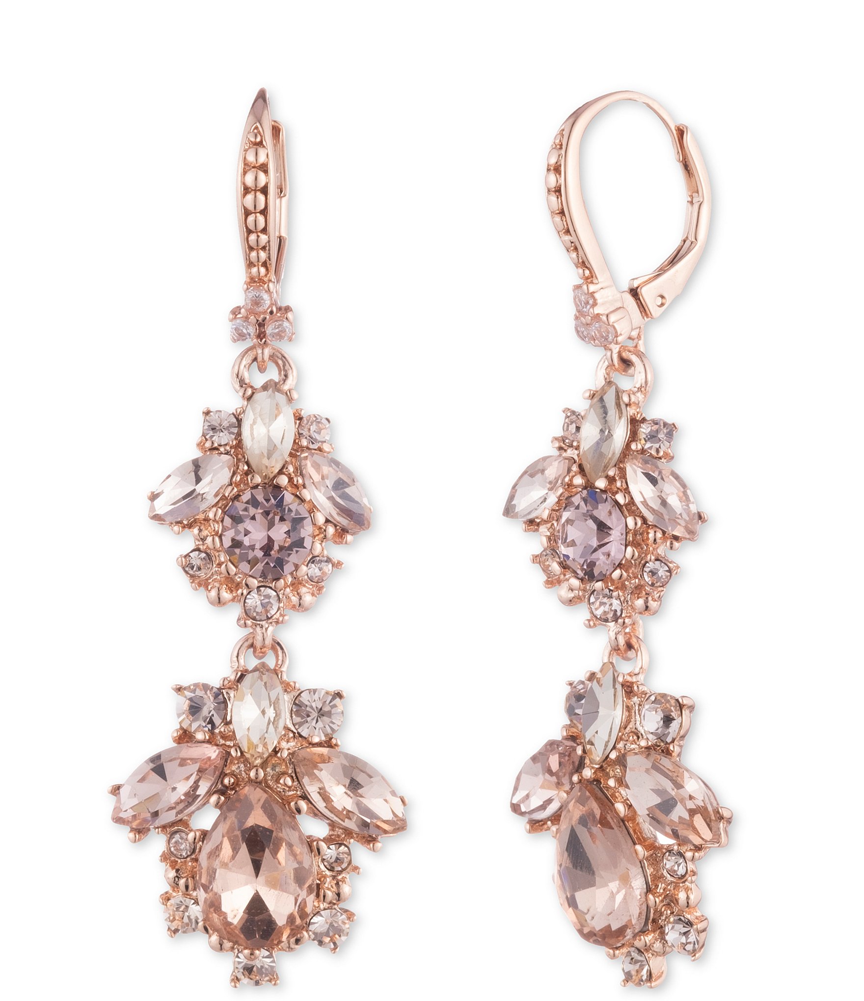 Marchesa Vintage Cluster Crystal Double Drop Earrings