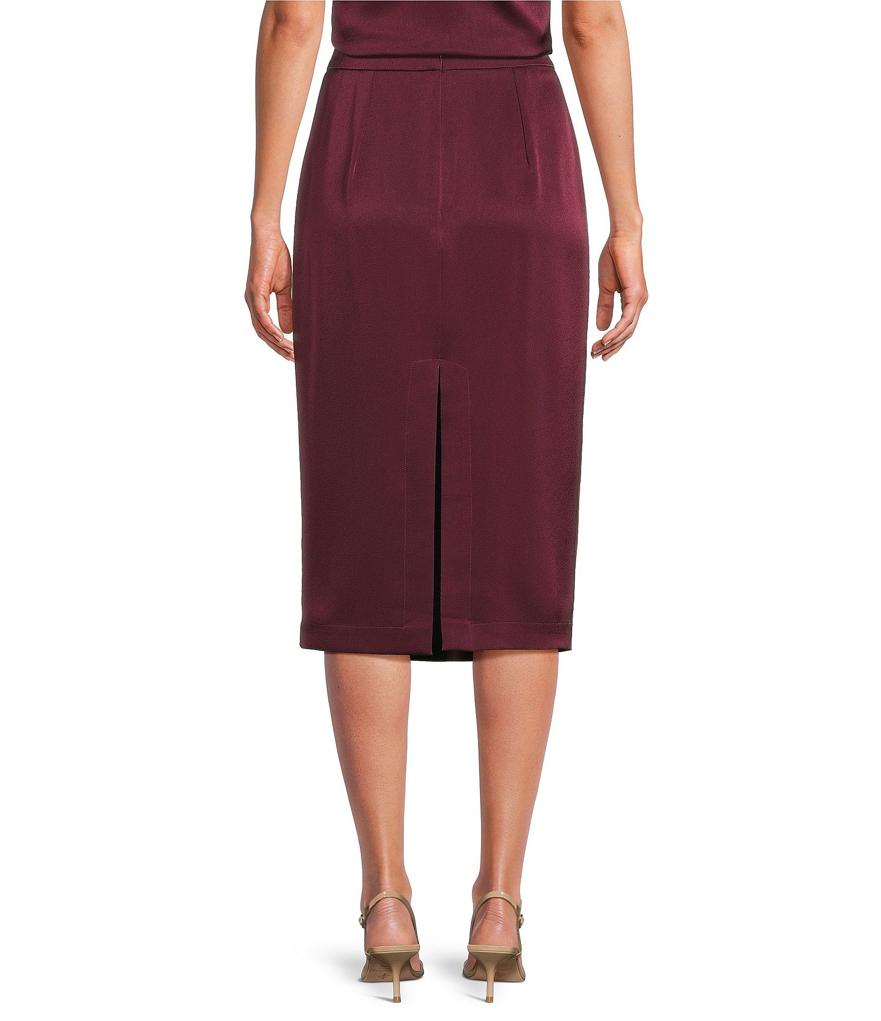 Marella Cadine Satin Straight Coordinating Midi Skirt