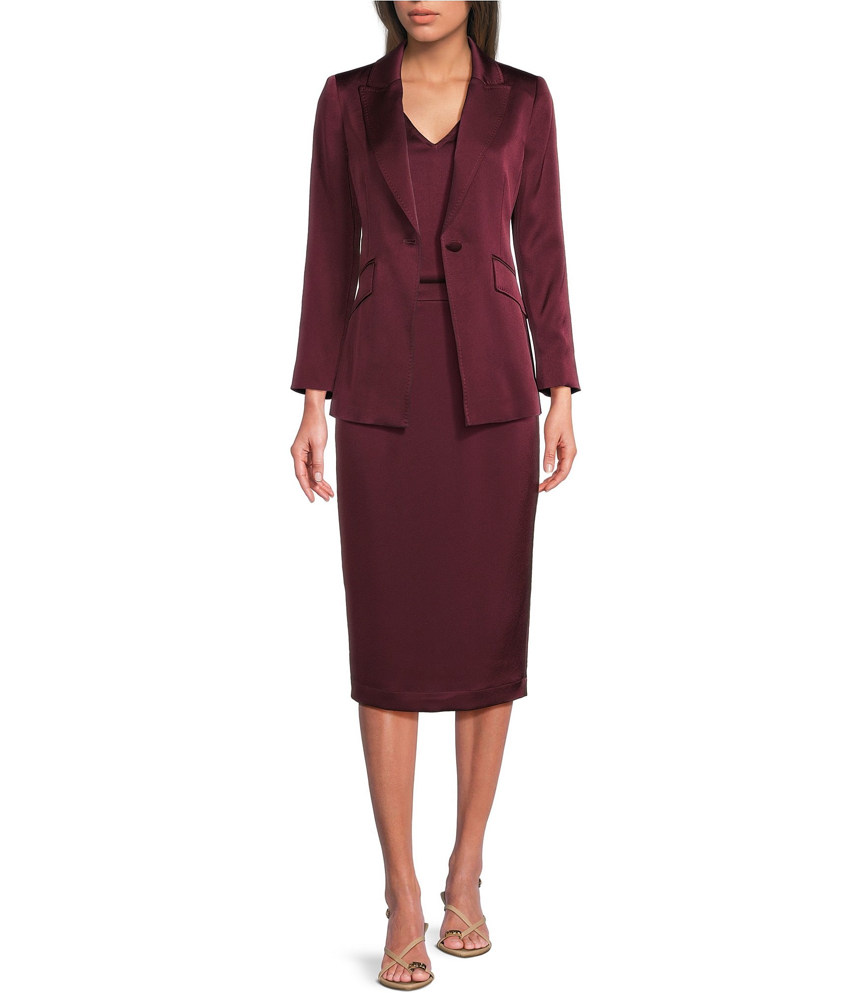 Marella Cadine Satin Straight Coordinating Midi Skirt