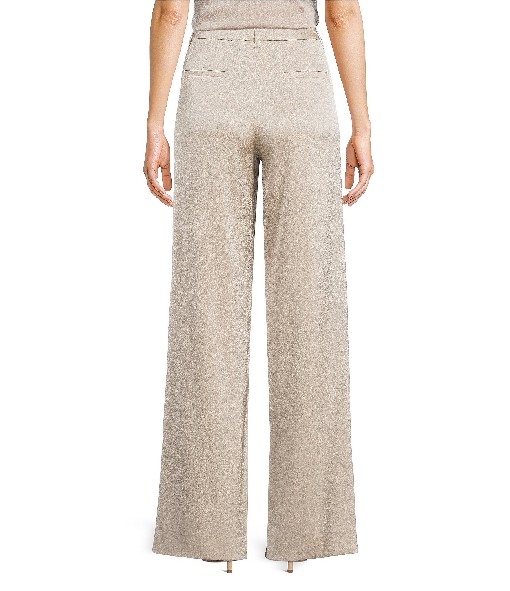 Marella Wolf Satin High Rise Wide Leg Trouser Pants