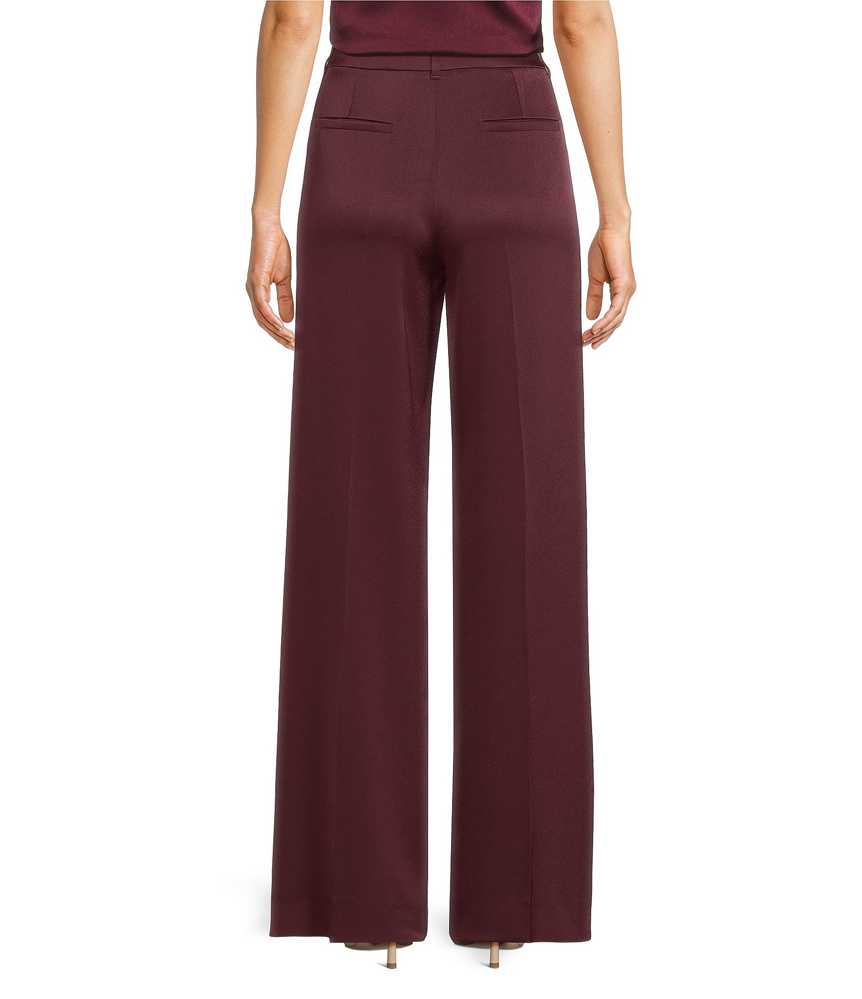Marella Wolf Satin High Rise Wide Leg Trouser Pants