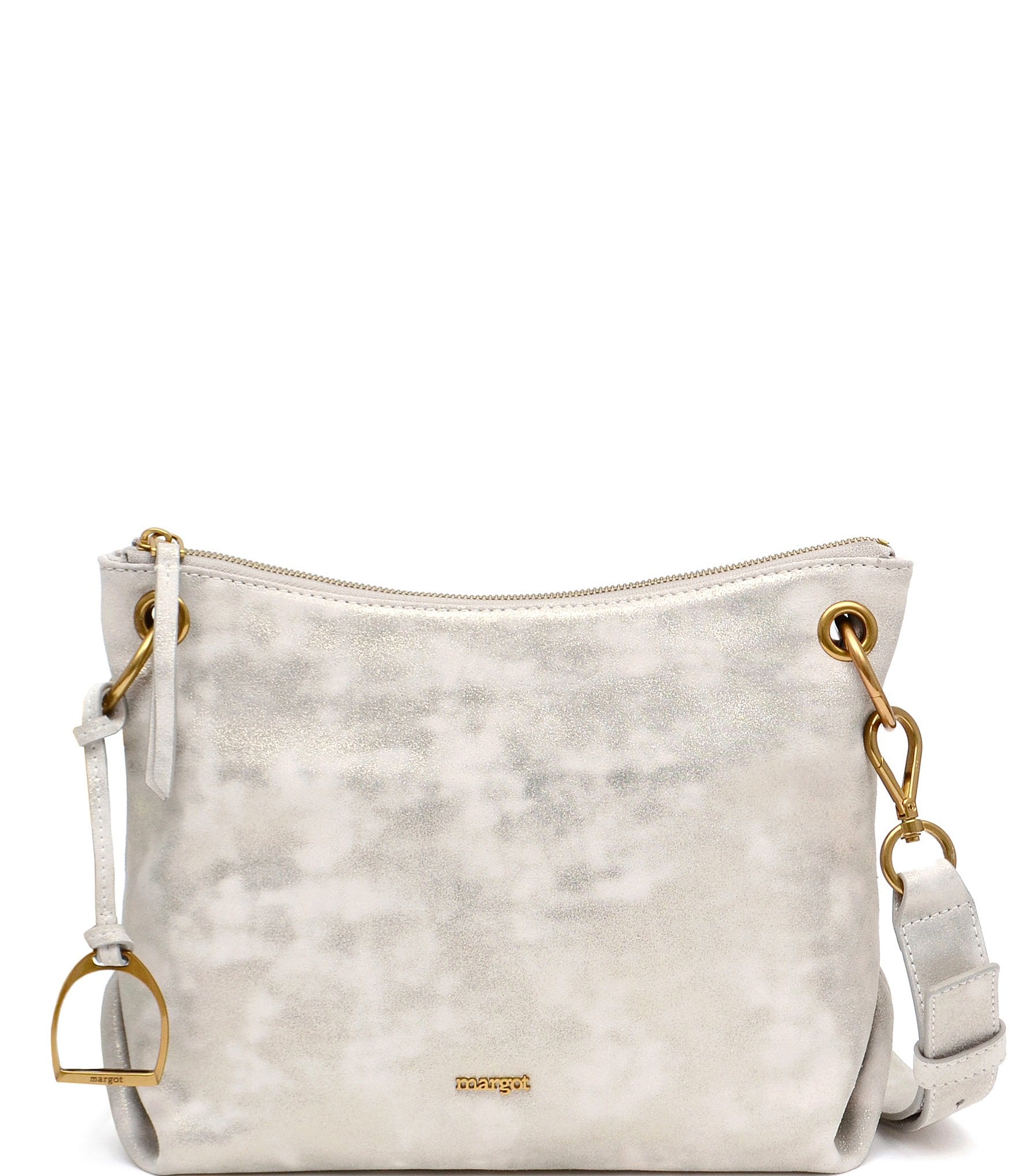 Margot Camile Metallic Marbled Leather Crossbody Bag - Champagne