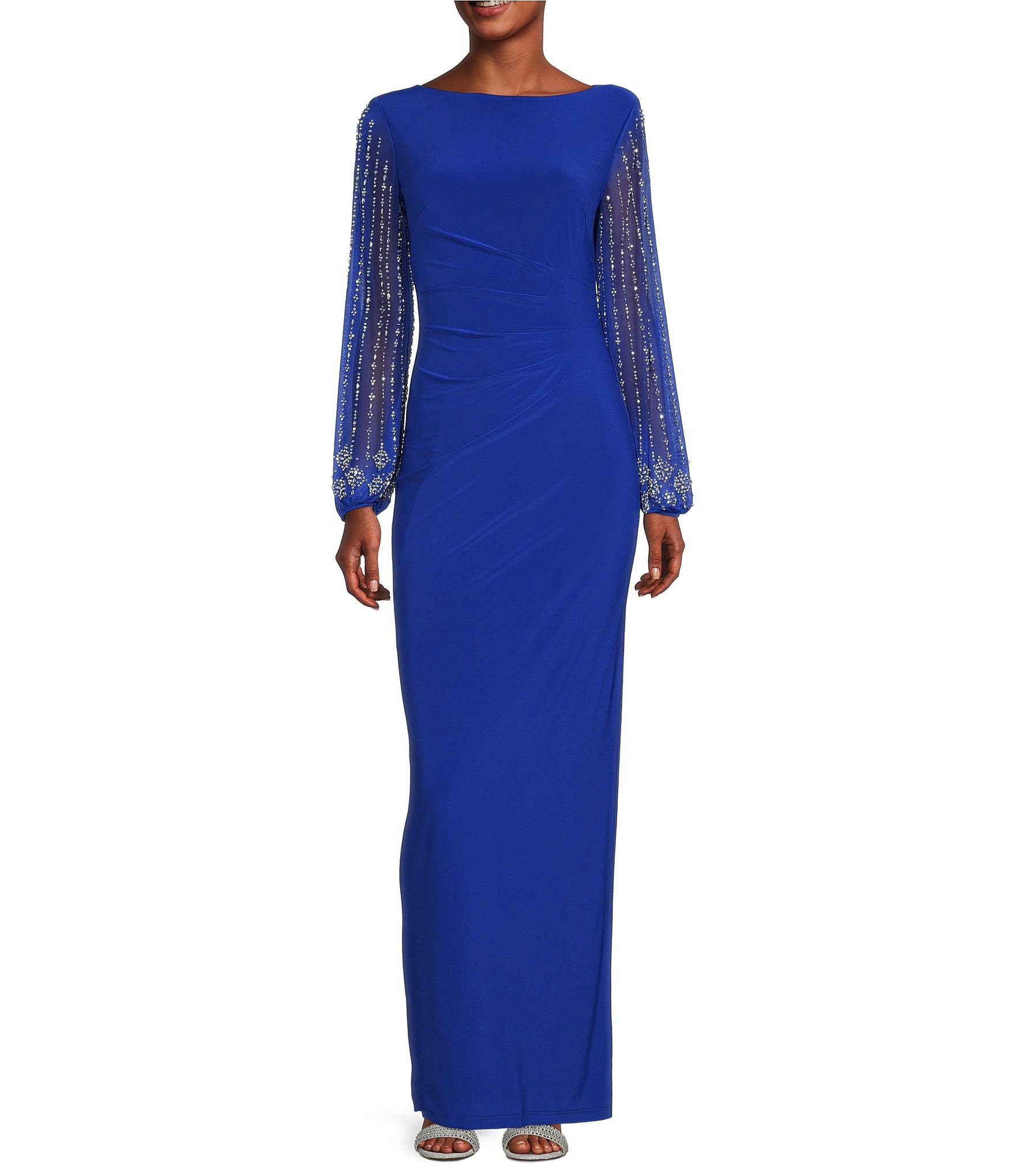 Light Blue Chiffon Long Sleeve Maxi Dress– PinkBlush