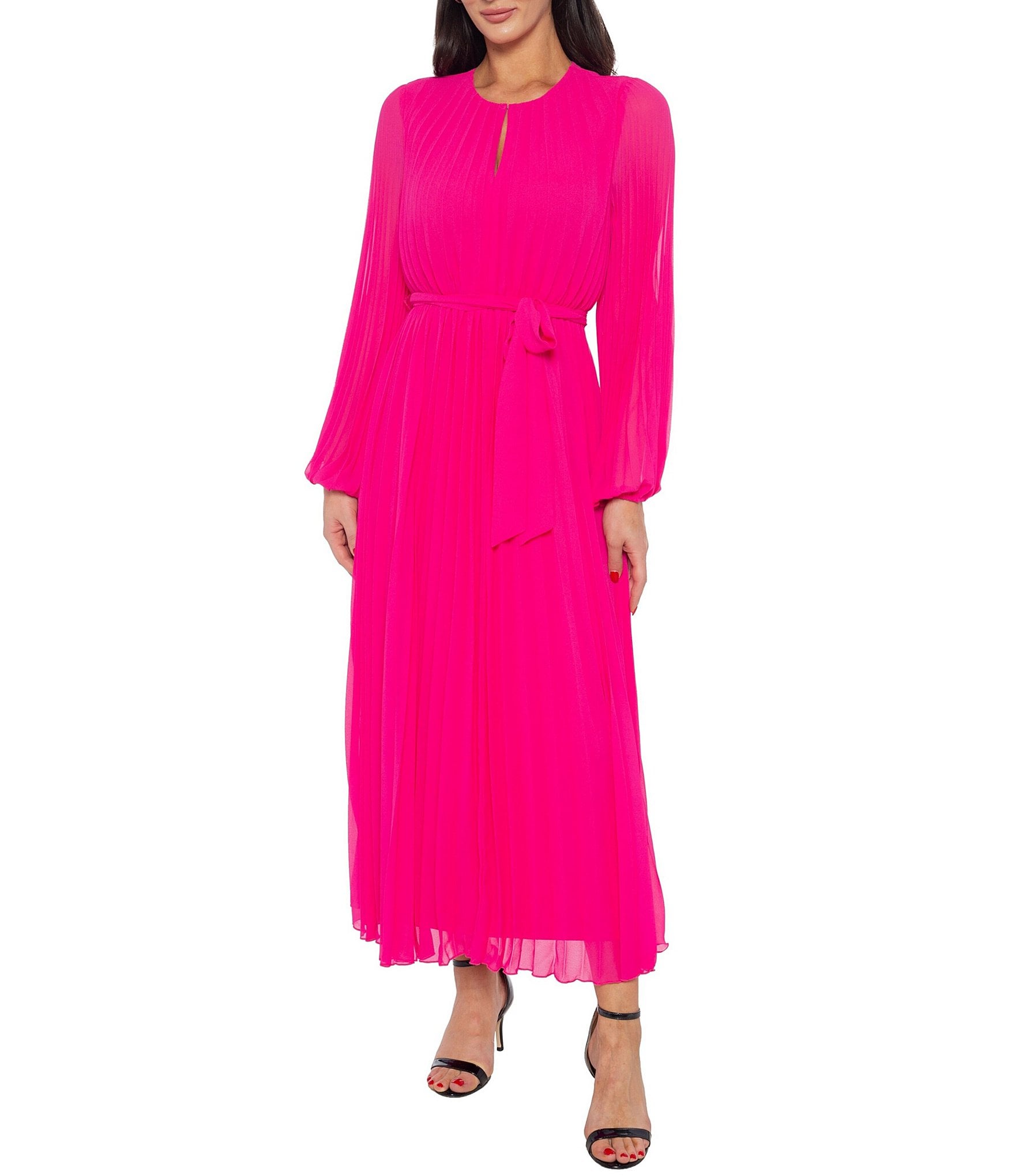 Majolica Pleated Chiffon Long Dress - メルカリ